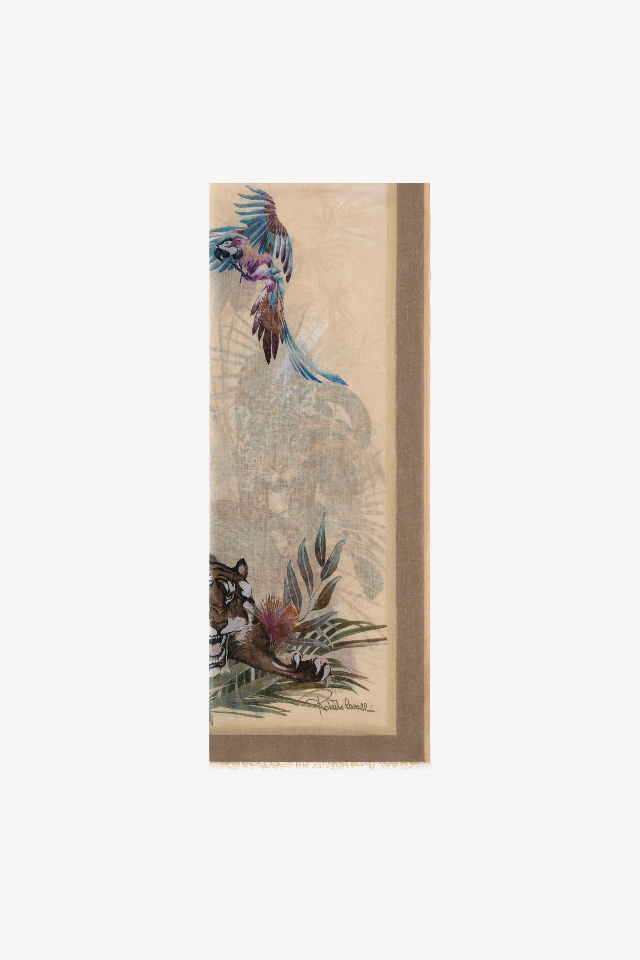 Roberto Cavalli Women's Light/Brown Stole With Lemon Print - Scarves & Silks