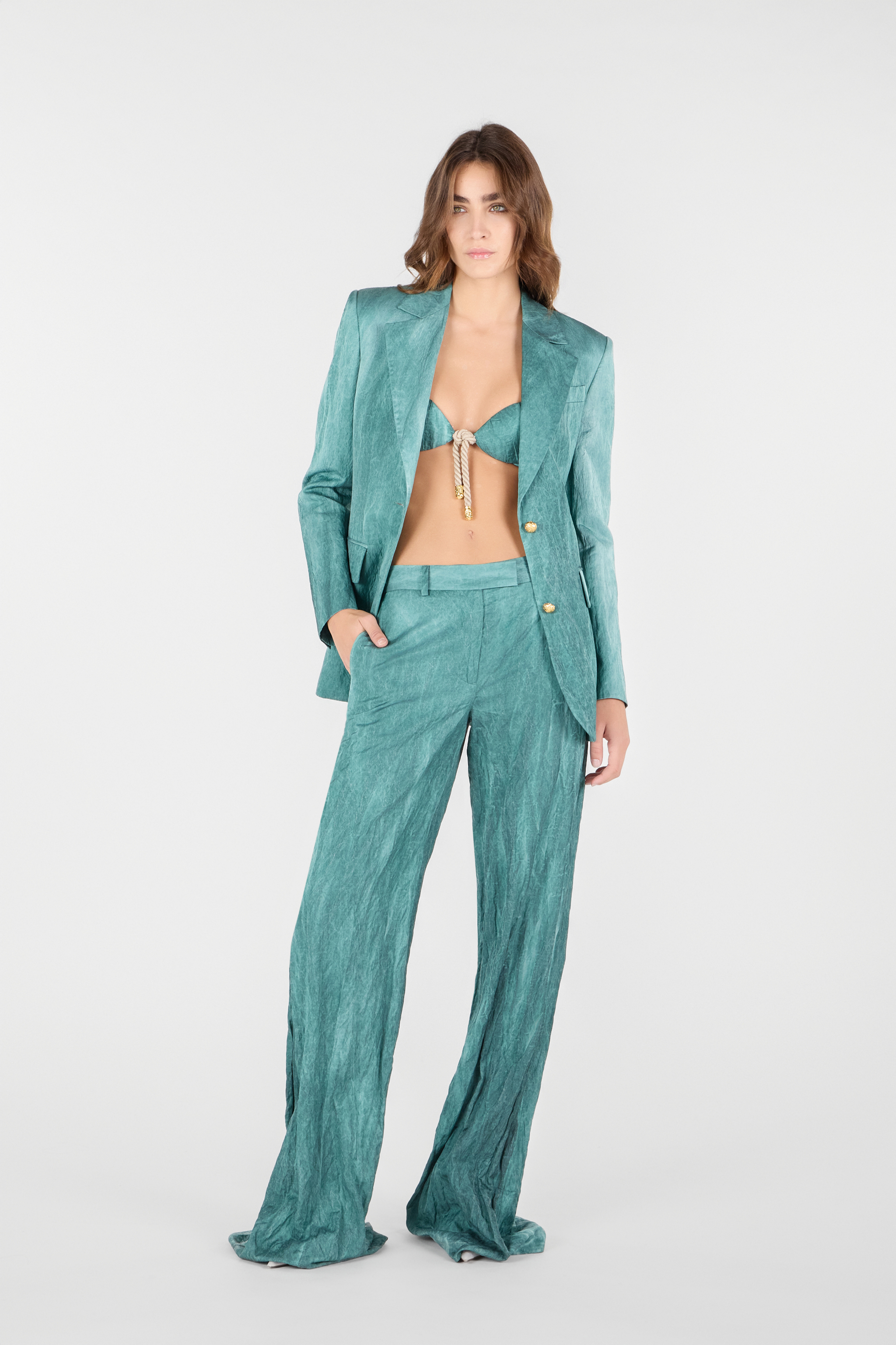 Roberto Cavalli Abstract-pattern Blazer In Acqua