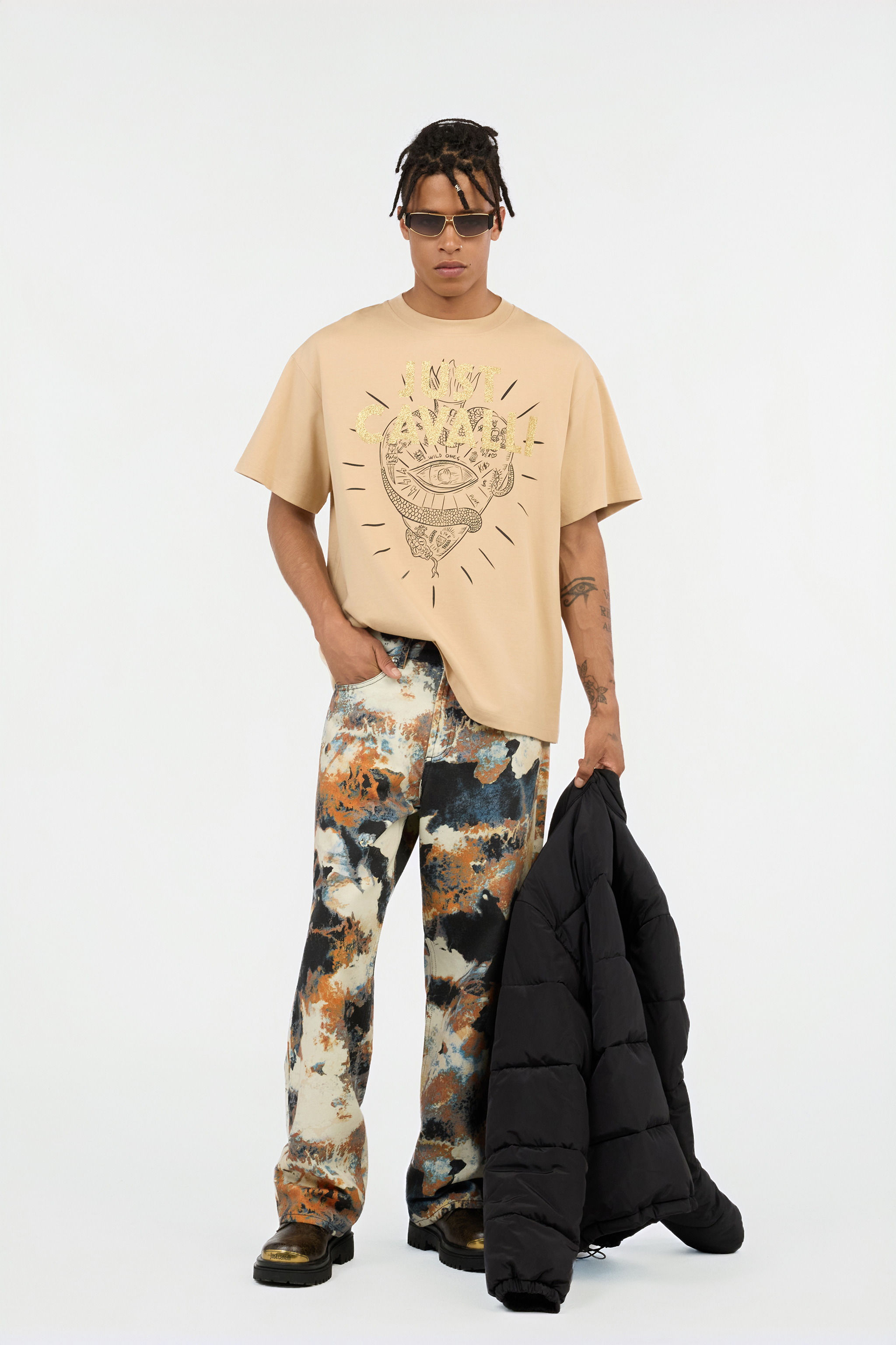 Beige Graphic Print T-shirt