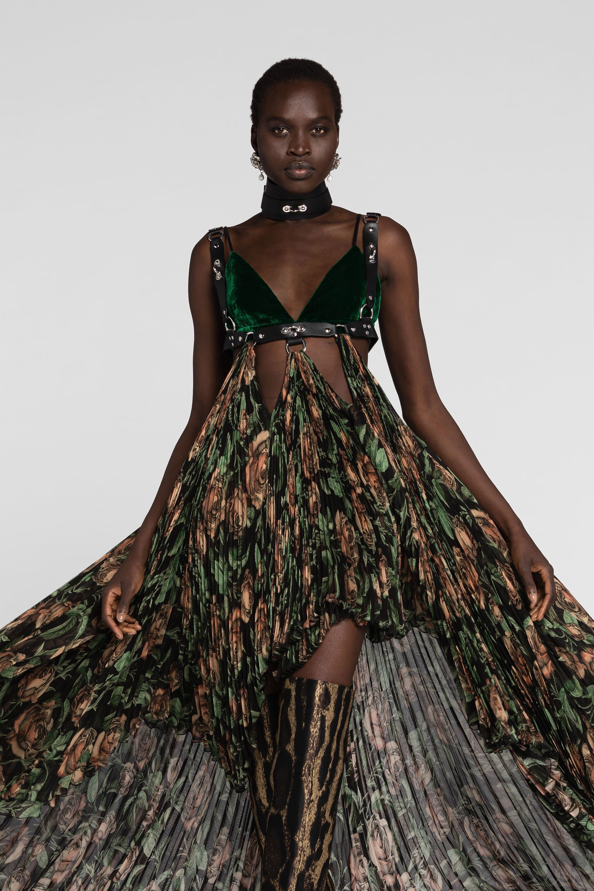 ROBERTO CAVALLI MAXIKLEID MIT ROSEN-PRINT