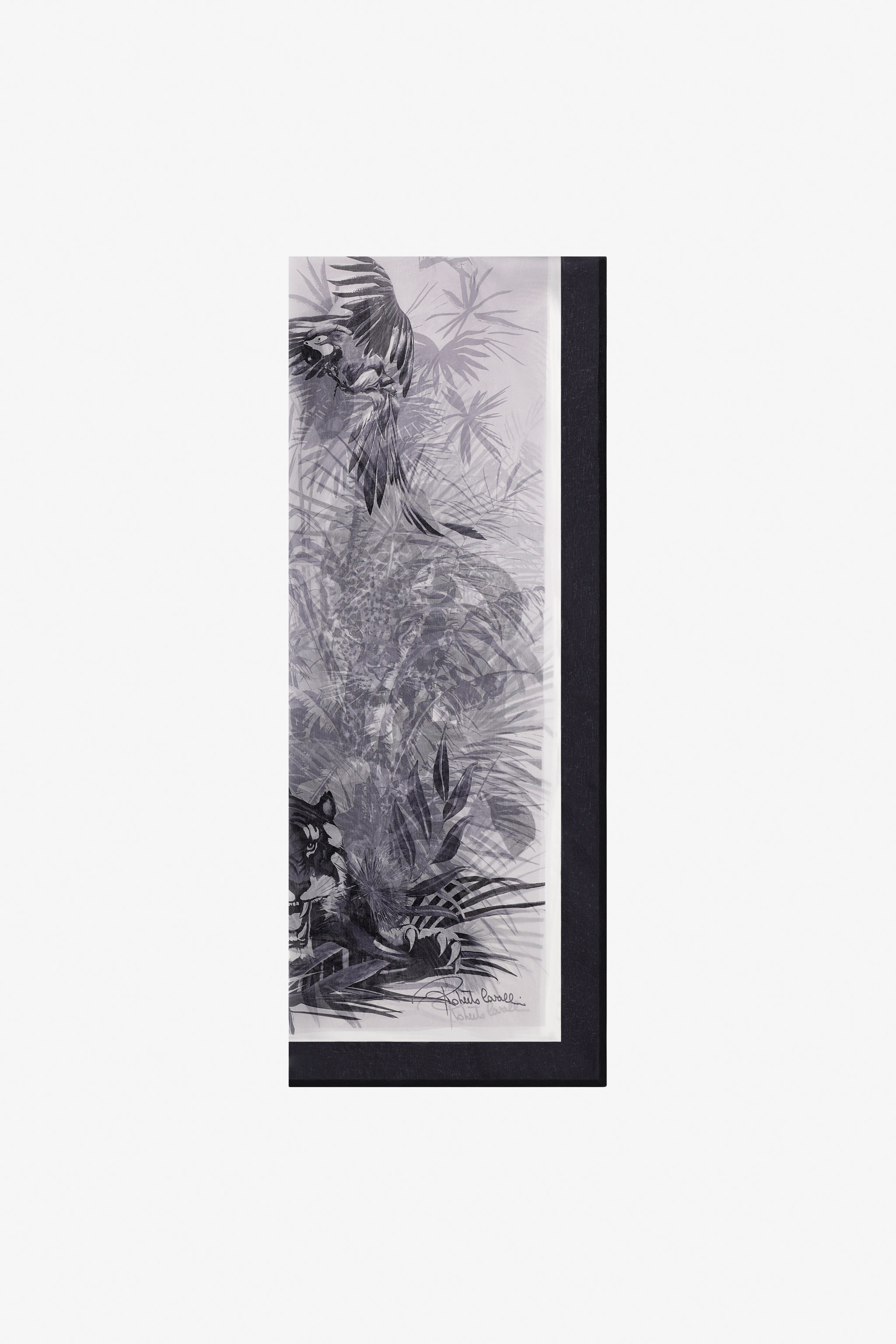 Roberto Cavalli Stole With Jungle Print In Black/white