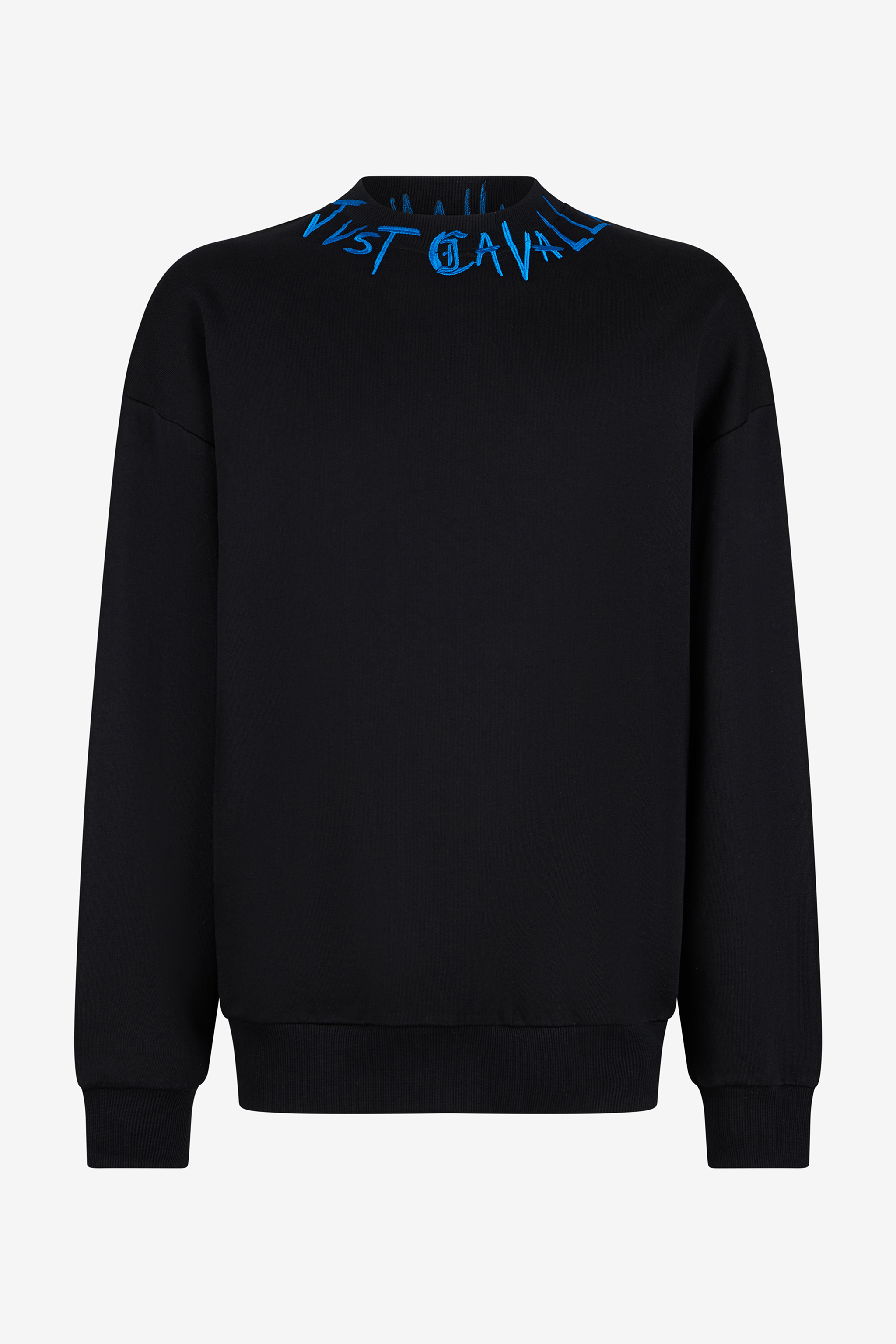 Roberto Cavalli Black Sweatshirt With Graffiti Logo Embroidery In Black