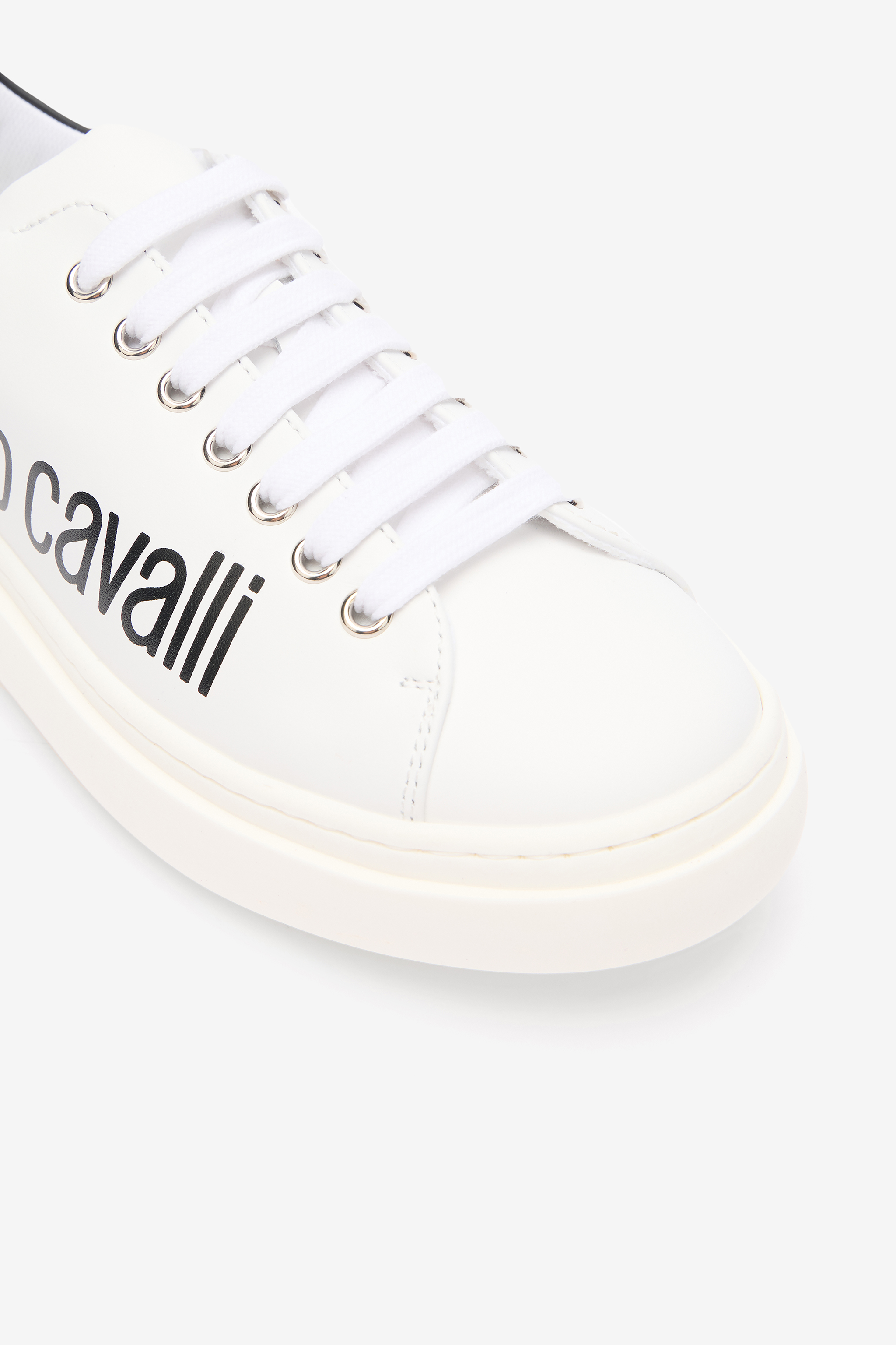 Roberto Cavalli White Sneaker With Logo Print In Multi