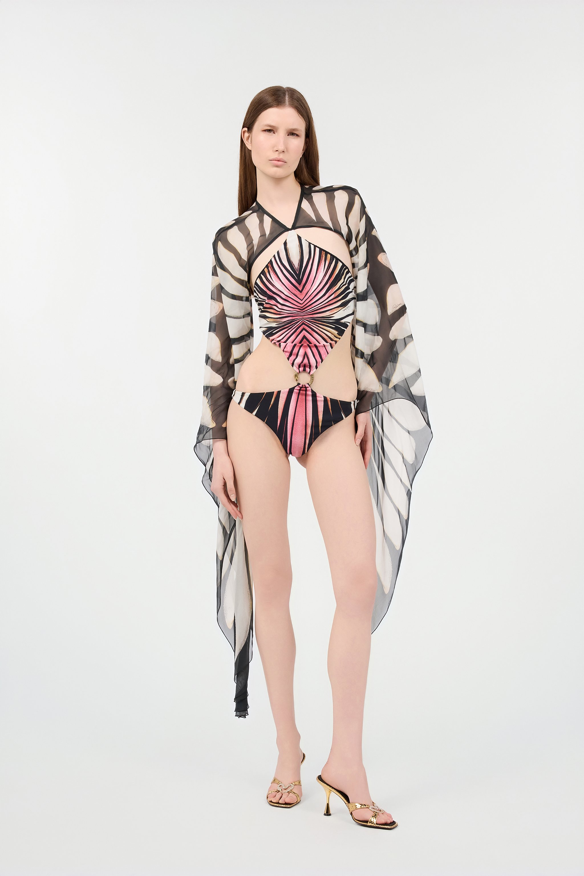 Trikini With Ray Of Pink Print