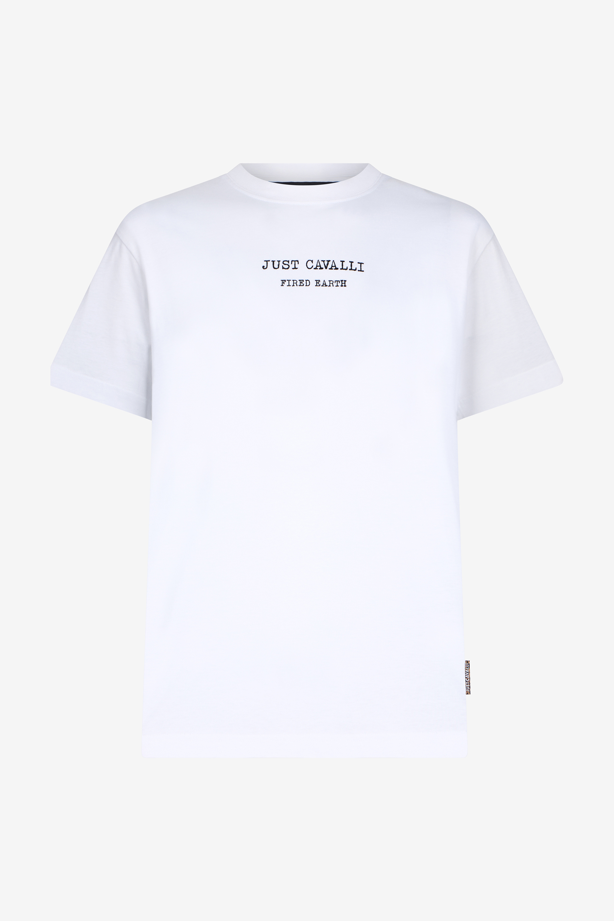 Roberto Cavalli White T-shirt With Fired Earth Print In White