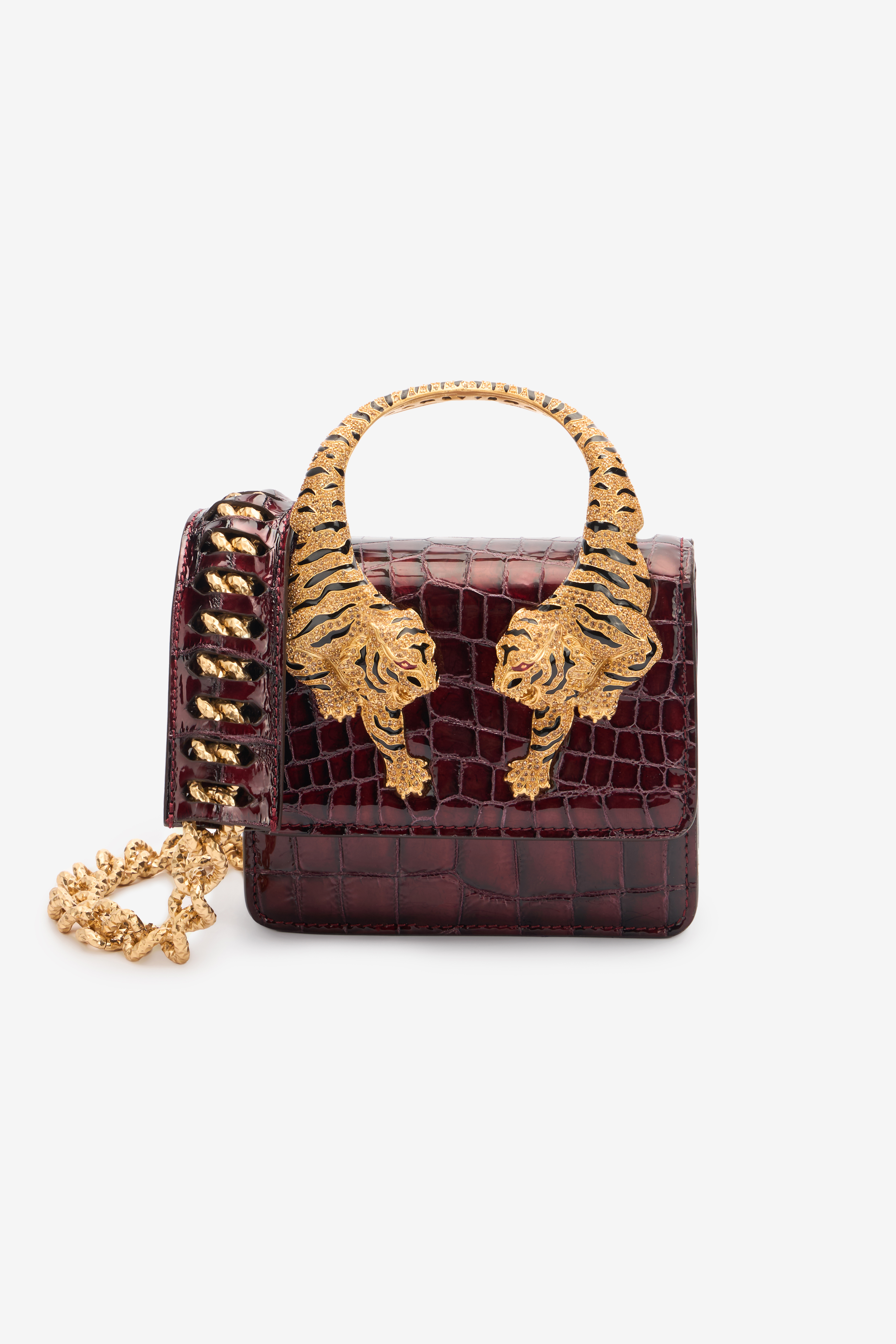 Crocodile-Print Roar Bag in Dark red for Women | Roberto Cavalli®