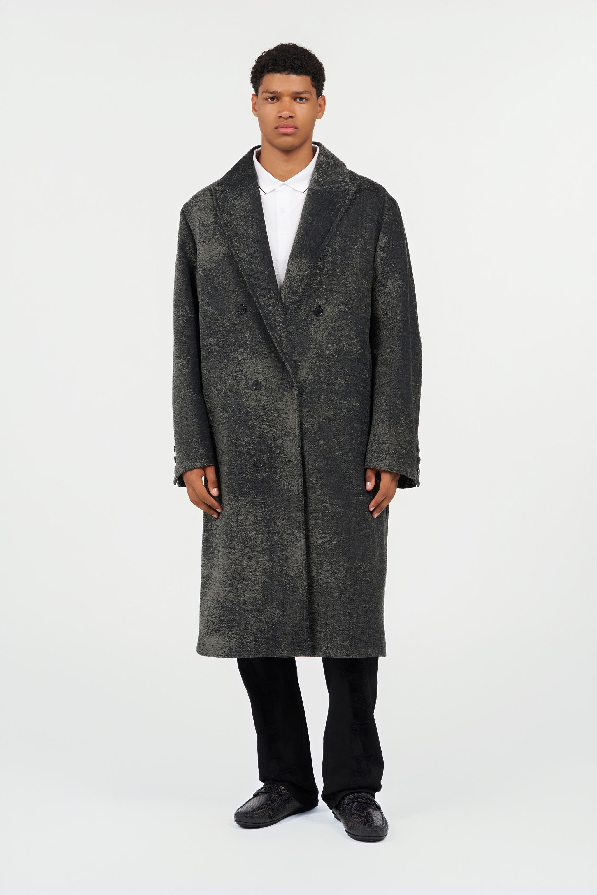 Roberto Cavalli Double-breasted Coat With Distressed Effect In Black
