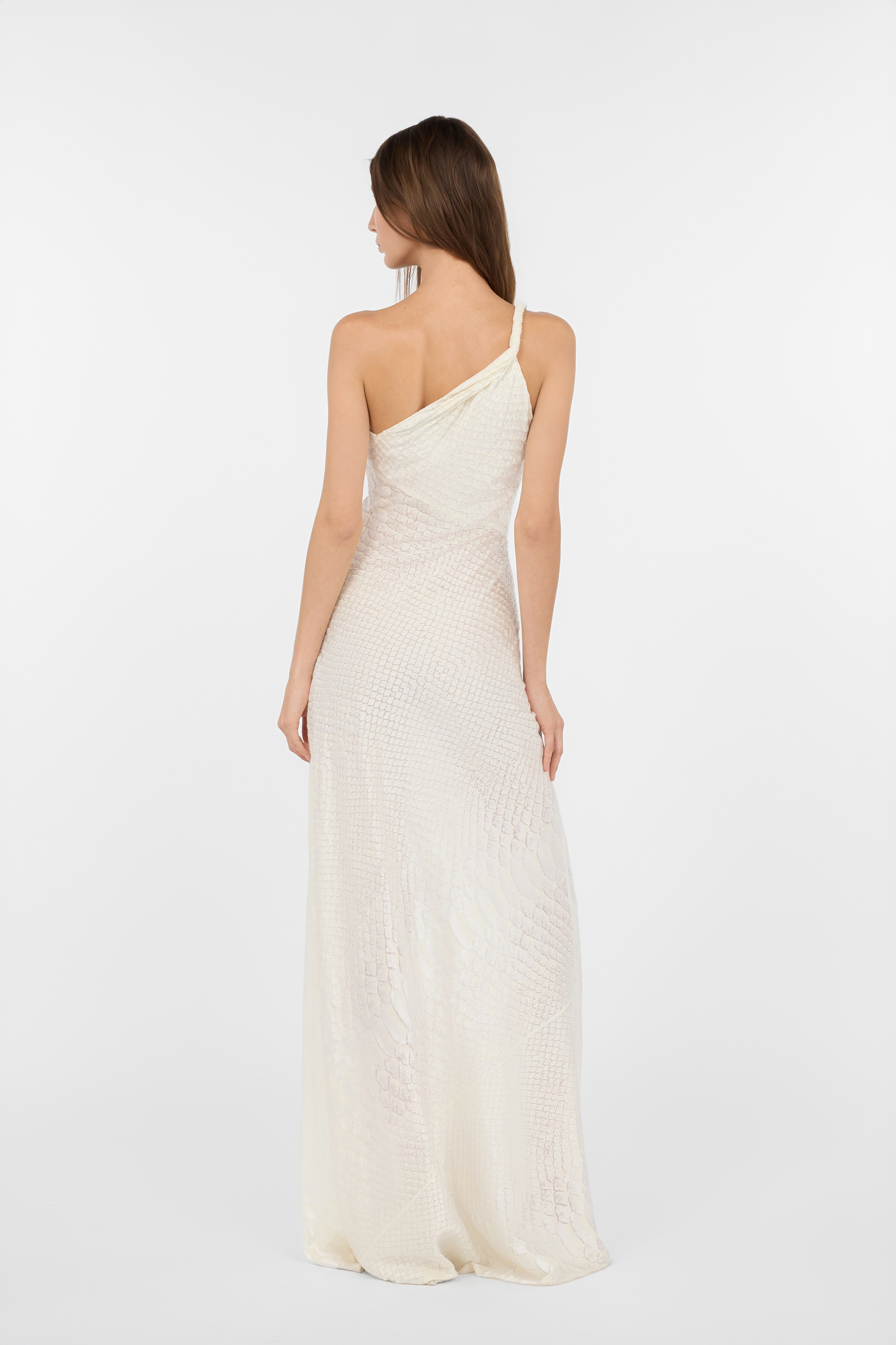 Roberto Cavalli White One-shoulder Dress With Scale Print