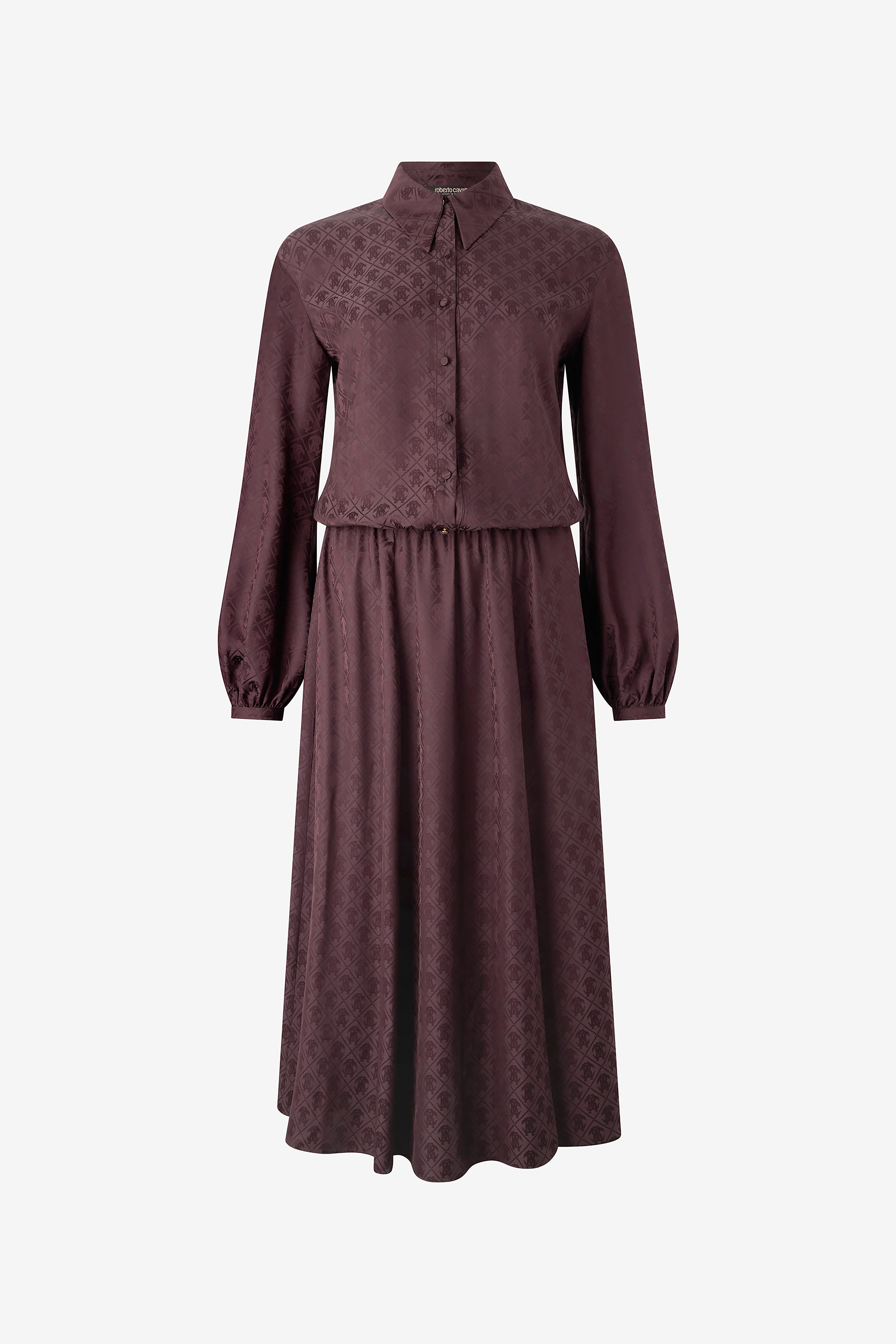 Roberto Cavalli Women's Purple Shirt Dress With Mirror Snake Monogram - Dresses