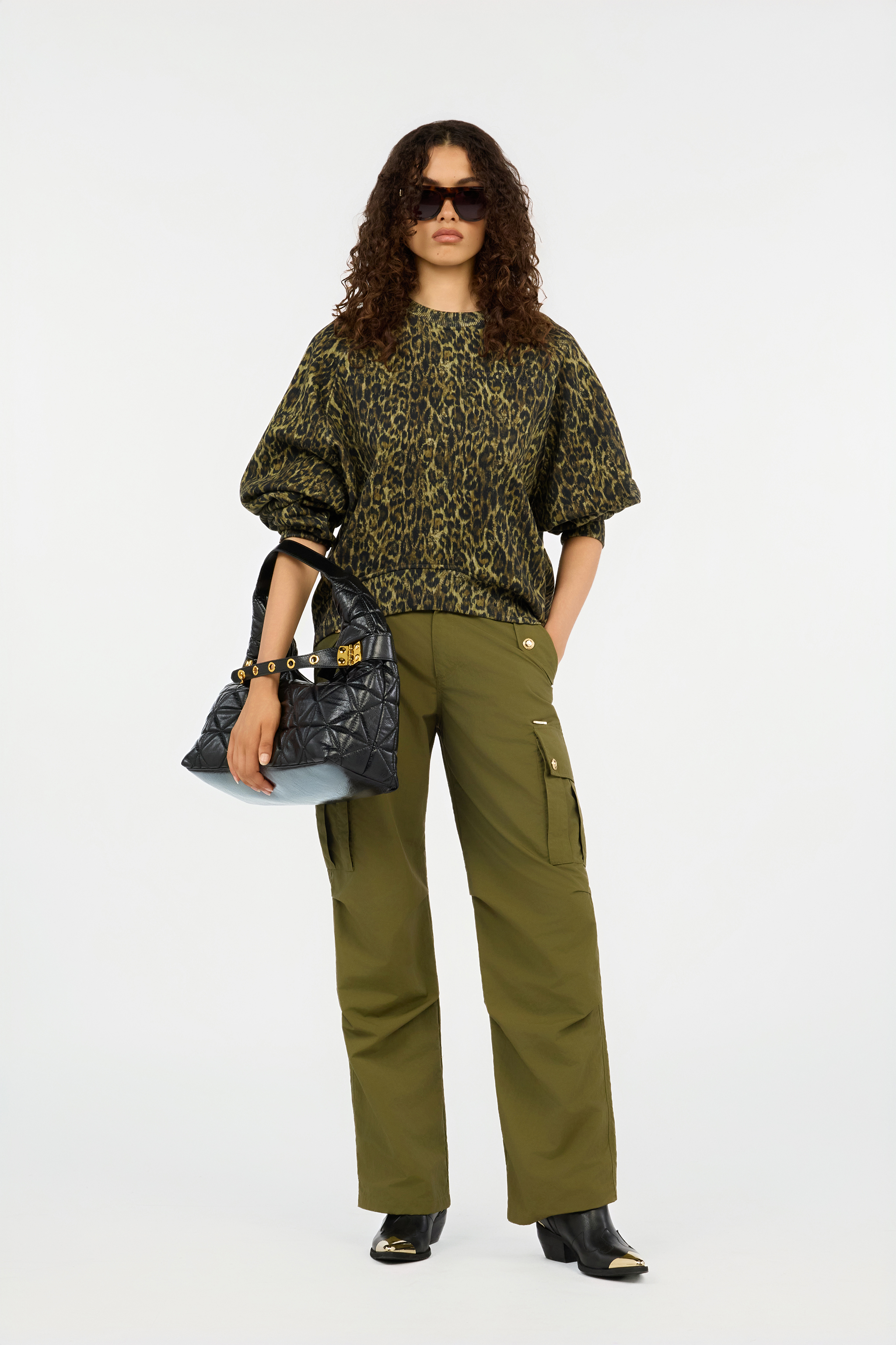 Roberto Cavalli Leopard Print Sweatshirt In Green
