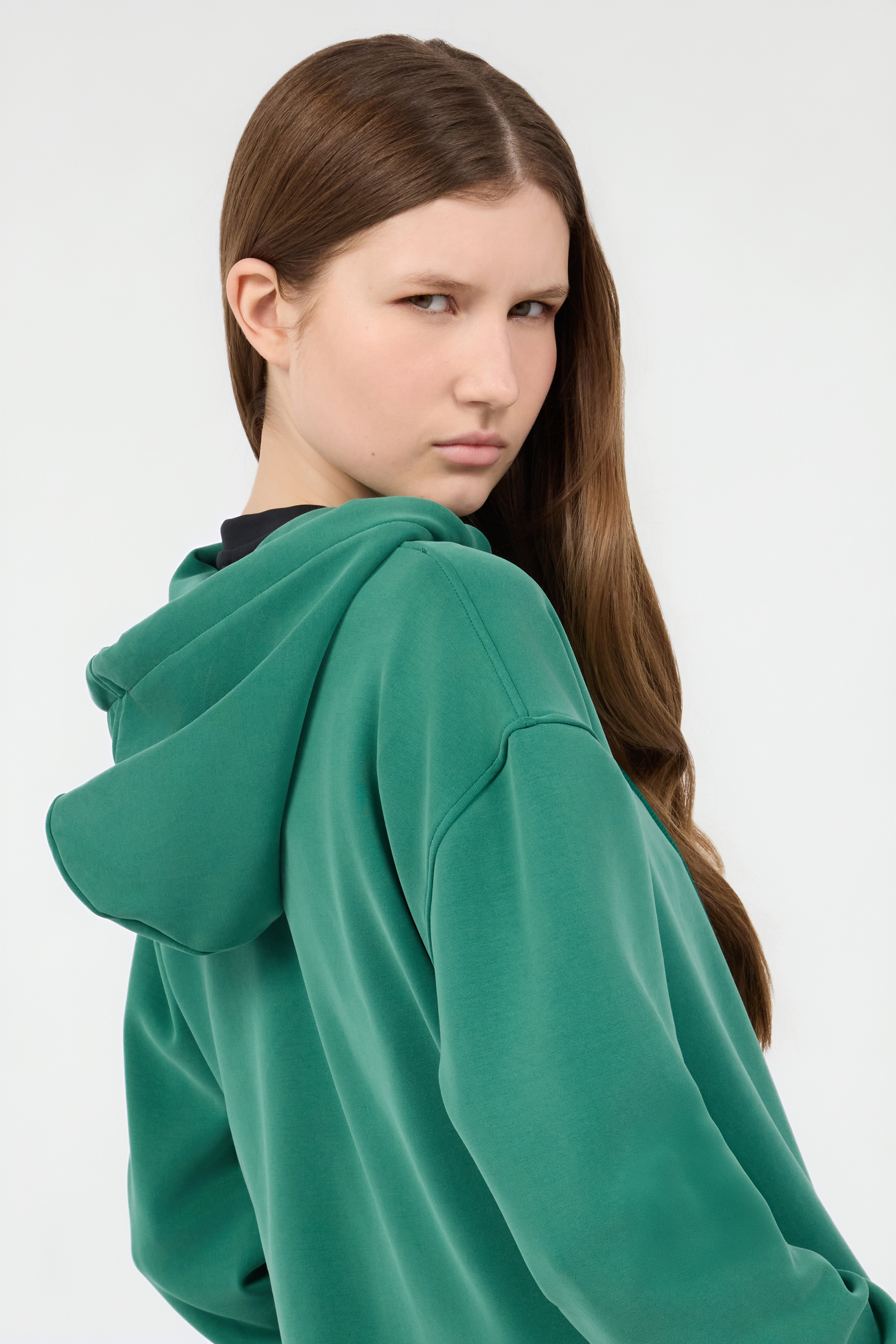 Shop Roberto Cavalli Grünes Hoodie-sweatshirt Mit Rc Monogram-logo