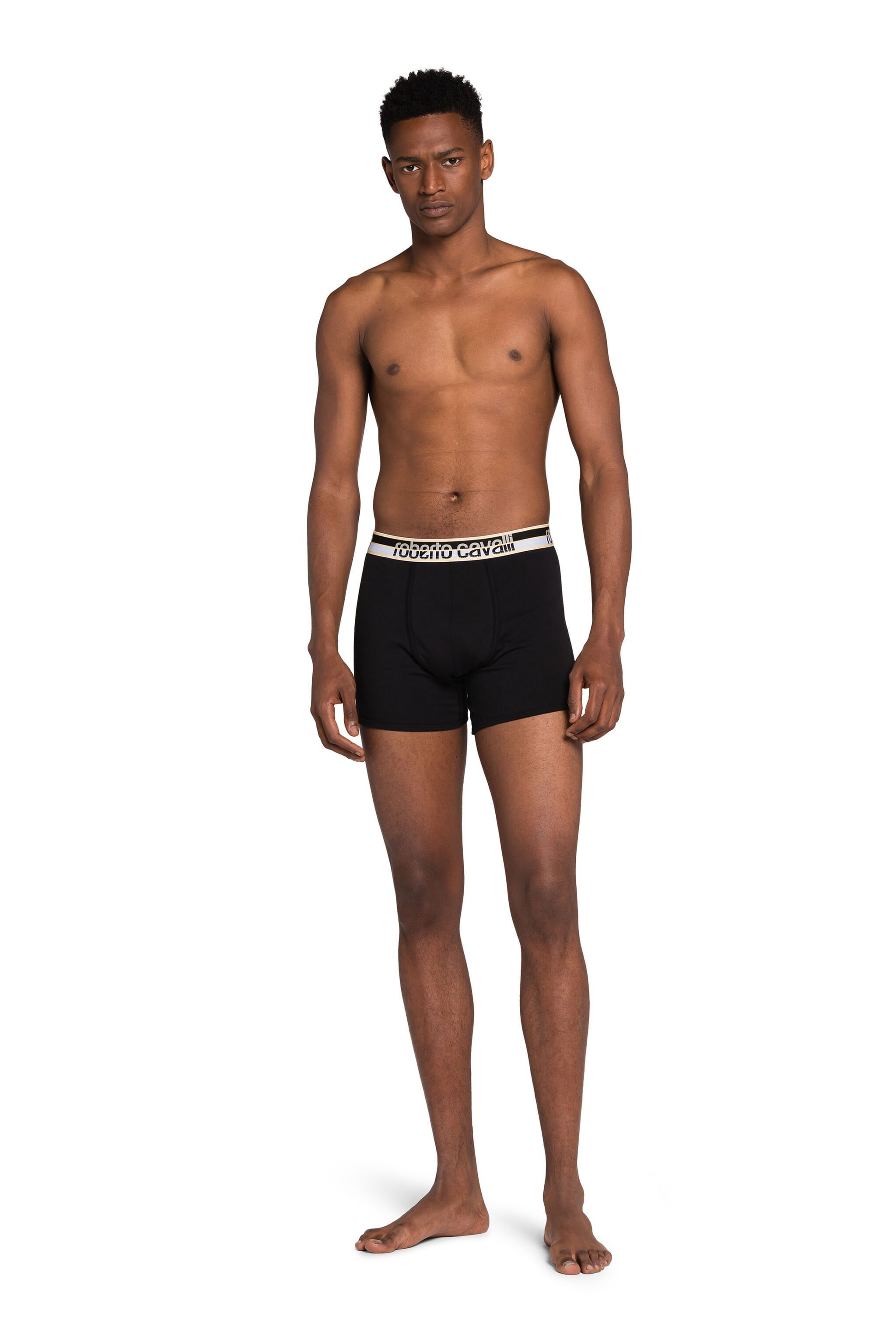 Two-Pack Black Boxer Briefs Logo Waistband