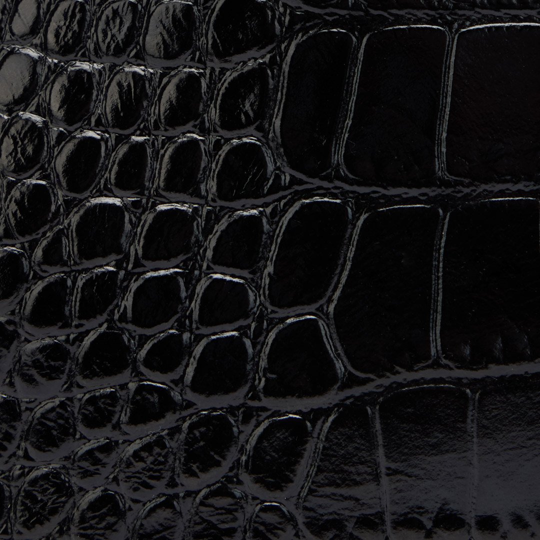 Roberto Cavalli Black Croc-effect Shoulder Bag With Mirror Snake Monogram In Black