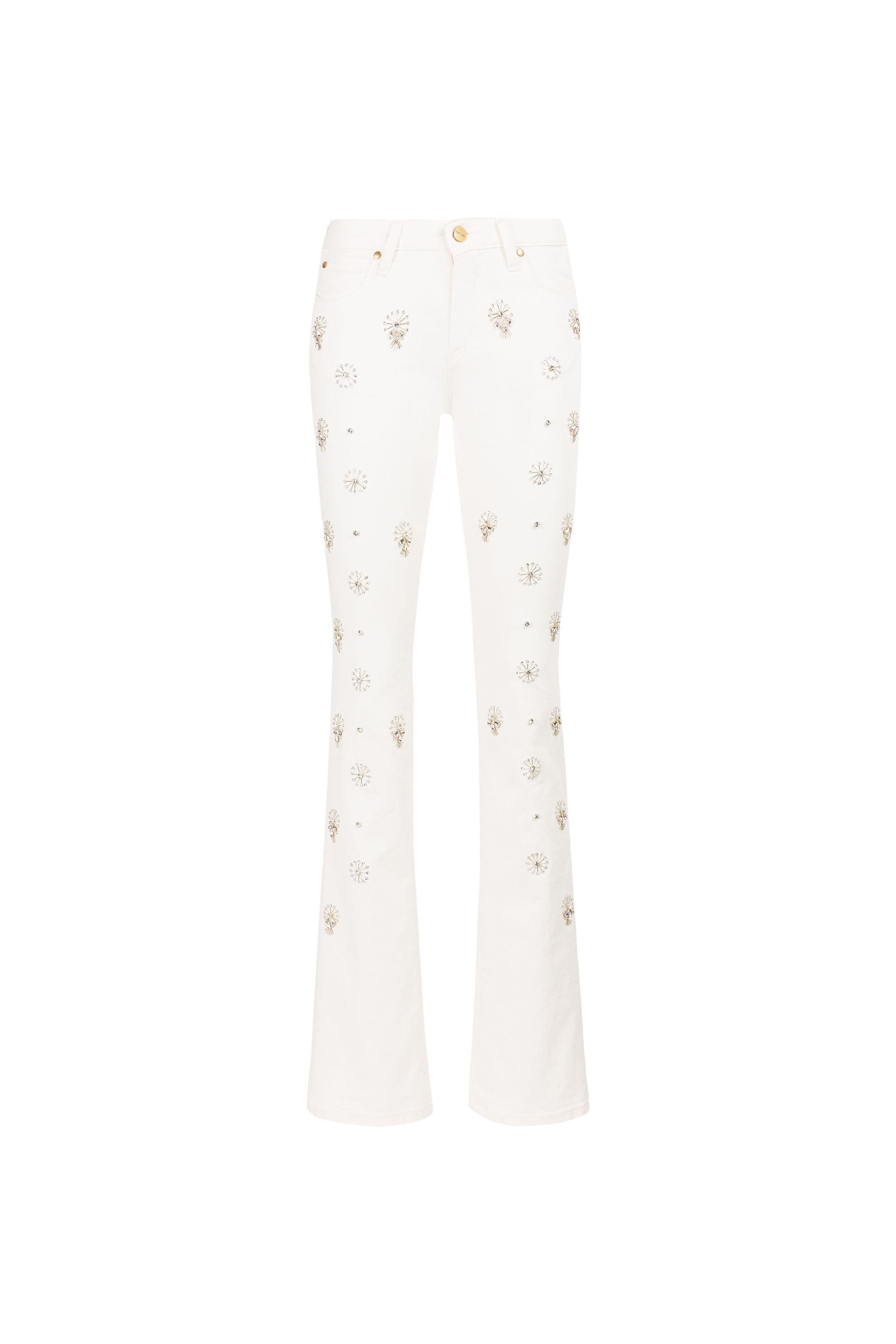 Roberto Cavalli Bead-embellished Jeans In White