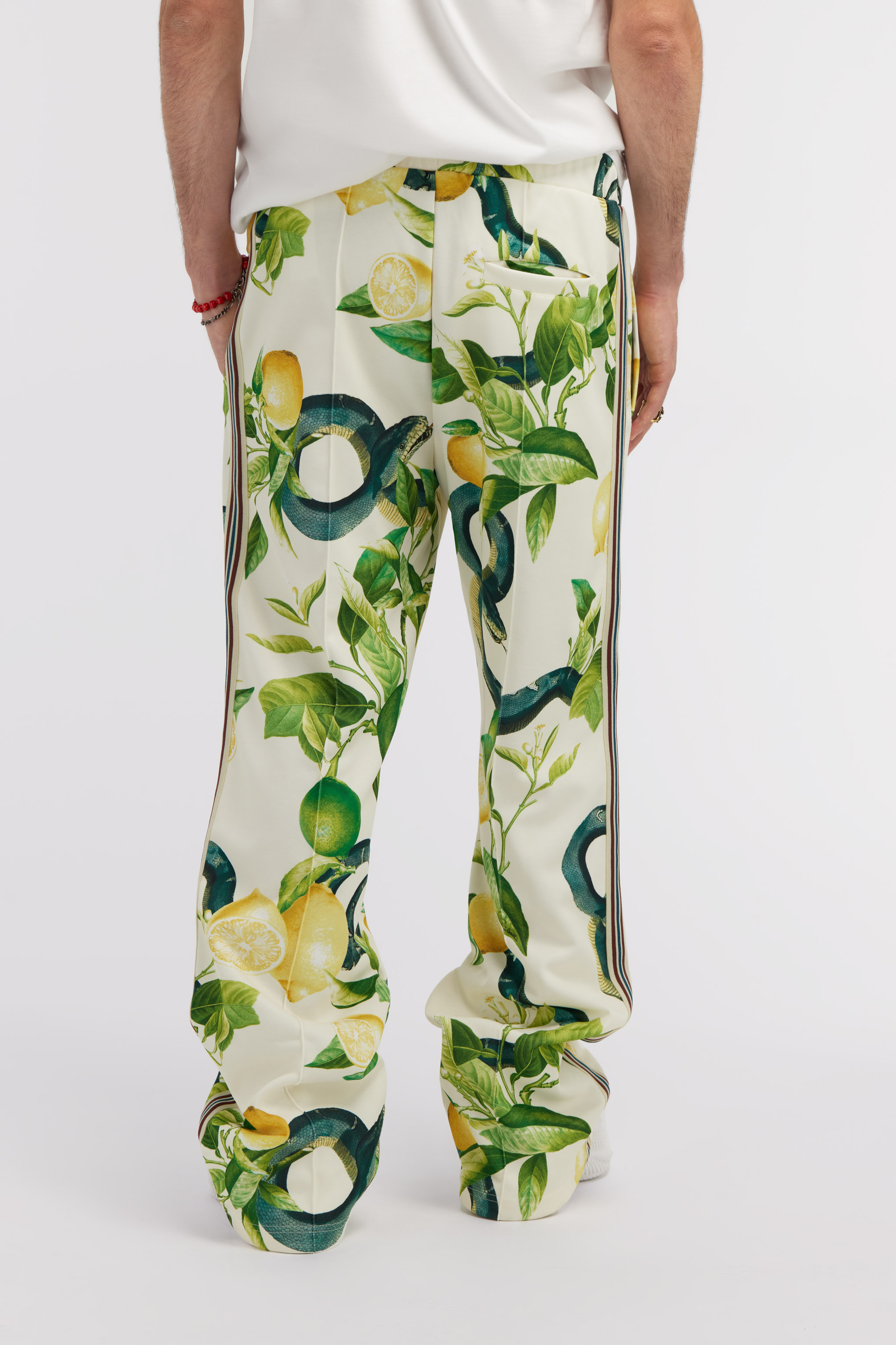 Roberto Cavalli Straight-leg Snake-print Track Pants In Ivory