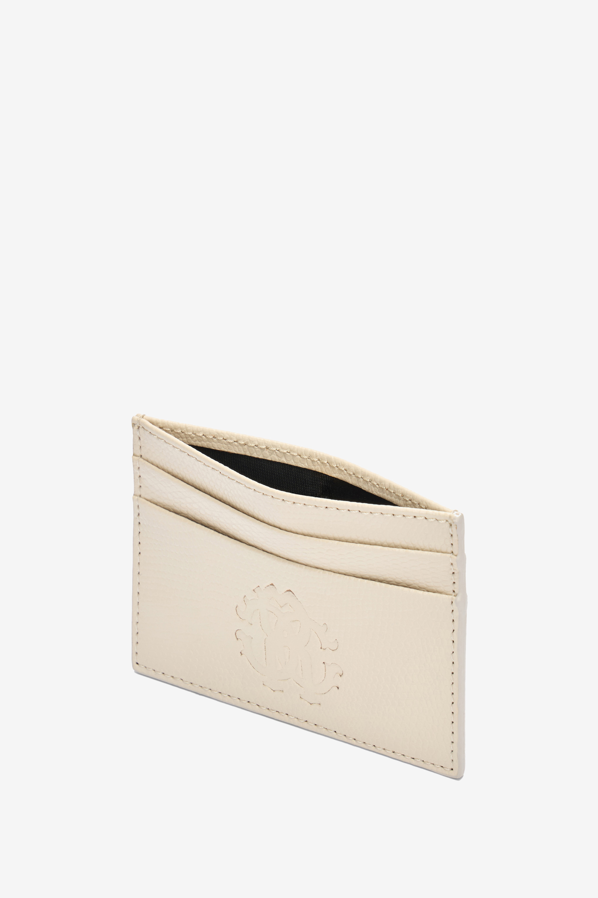 Shop Roberto Cavalli Cardholder With Monogram Rc In Ivory