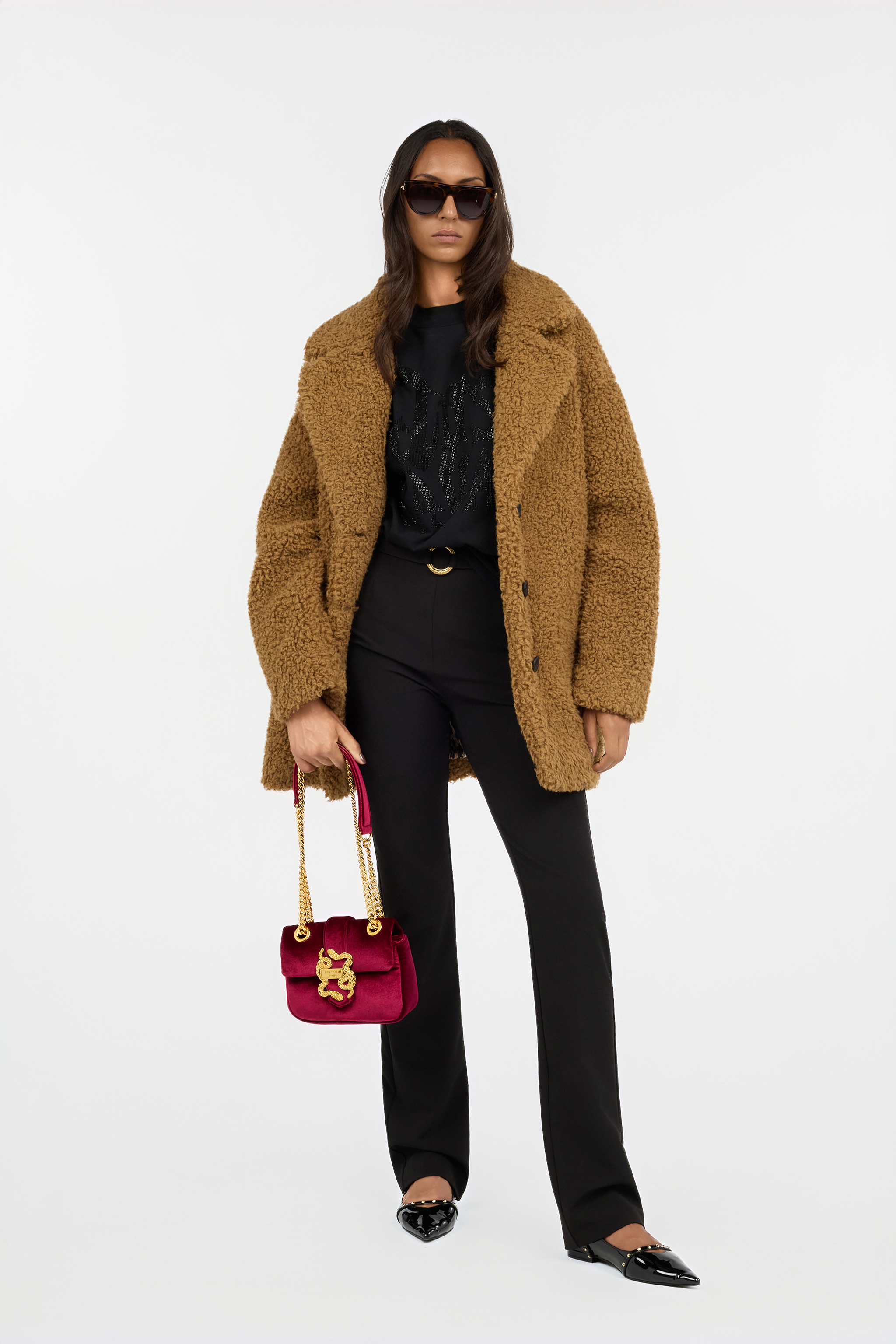Roberto Cavalli Brown Teddy Coat With Leopard Lining In Sand