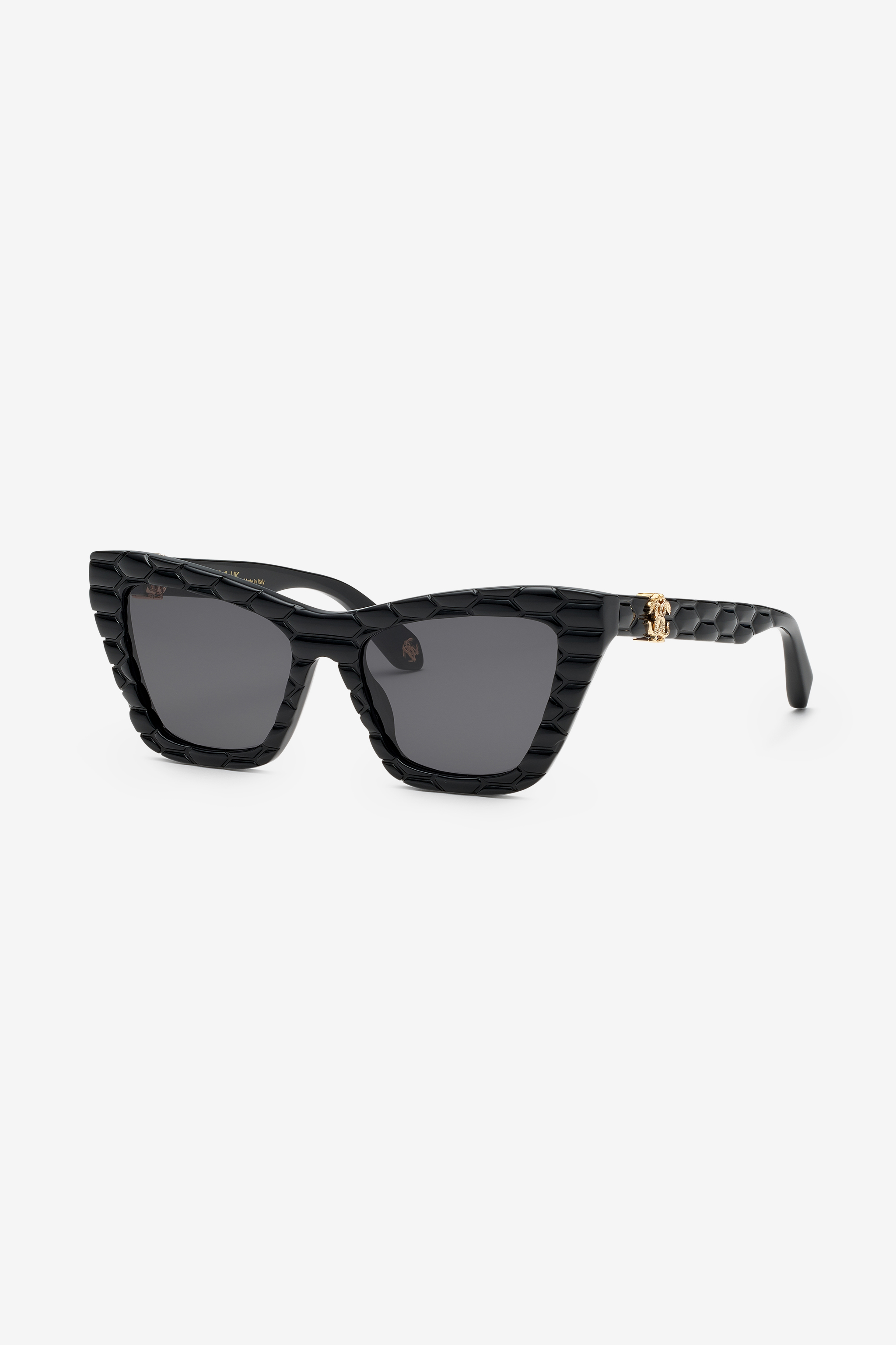 ROBERTO CAVALLI SONNENBRILLE MIT GLATTER VORDERSEITE UND MATELASSÈ-EFFEKT AN DEN BÜGELN