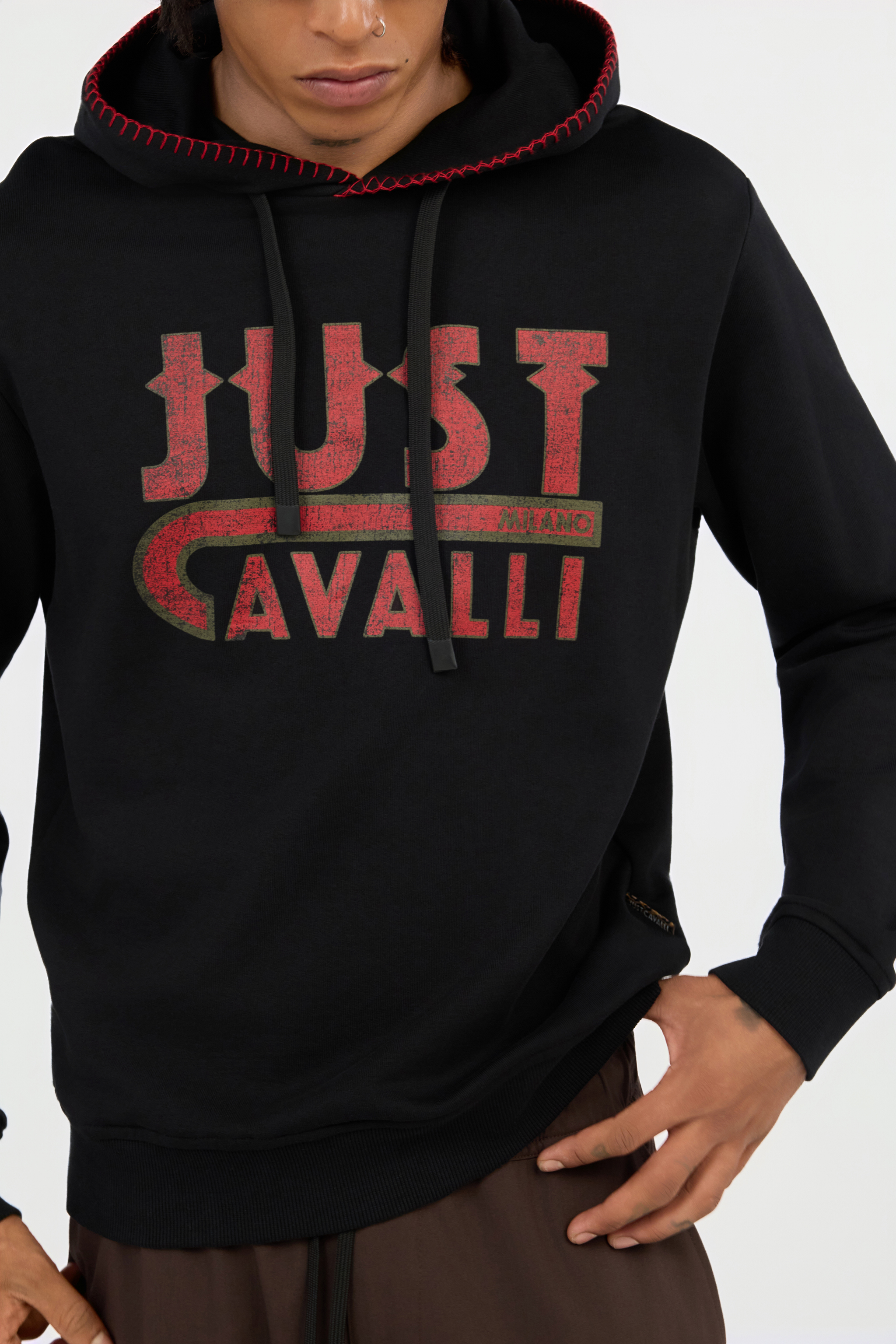 Black Hoodie With Logo Print