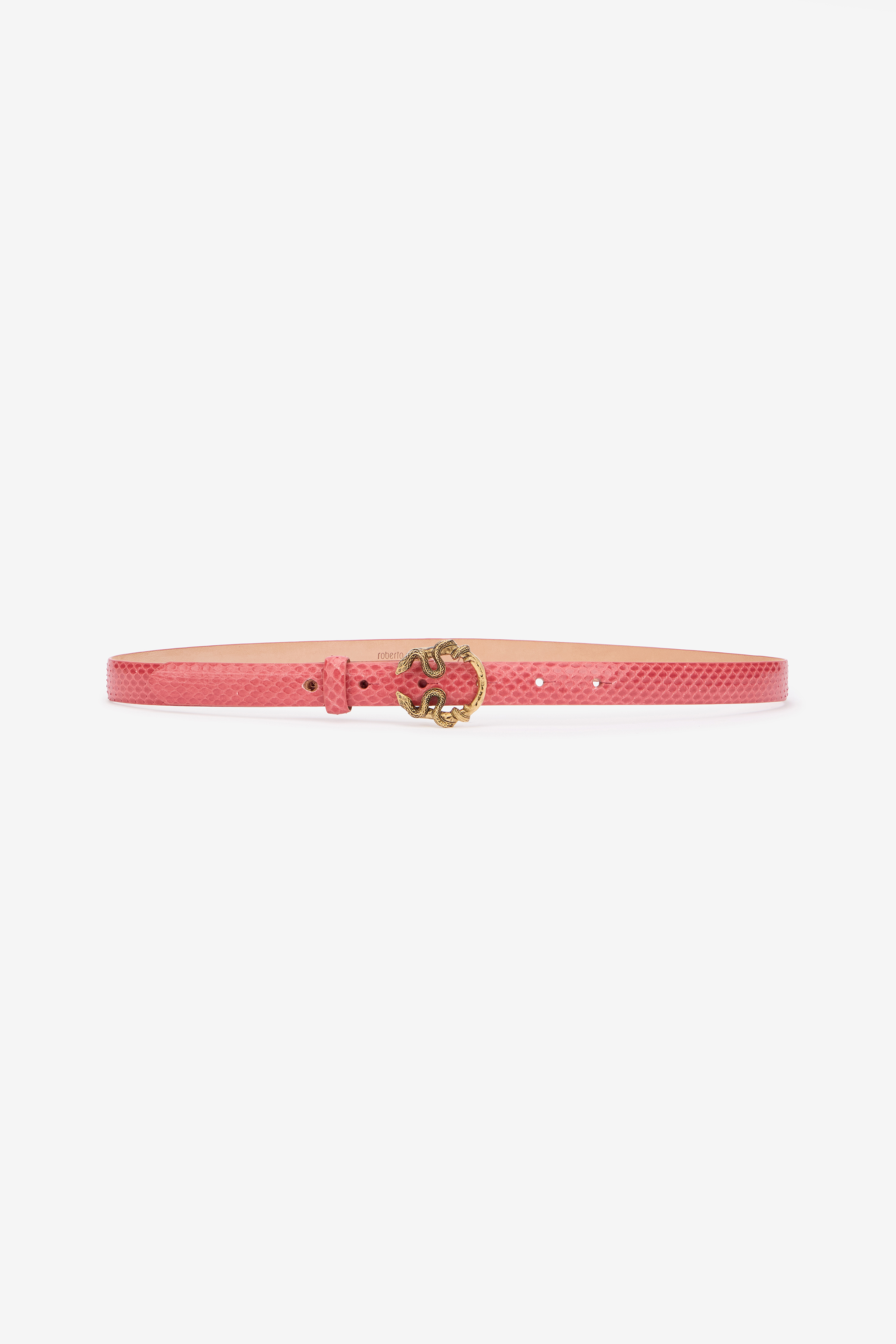 Roberto Cavalli Women's Pink Leather Belt With Snake Buckle - Belts