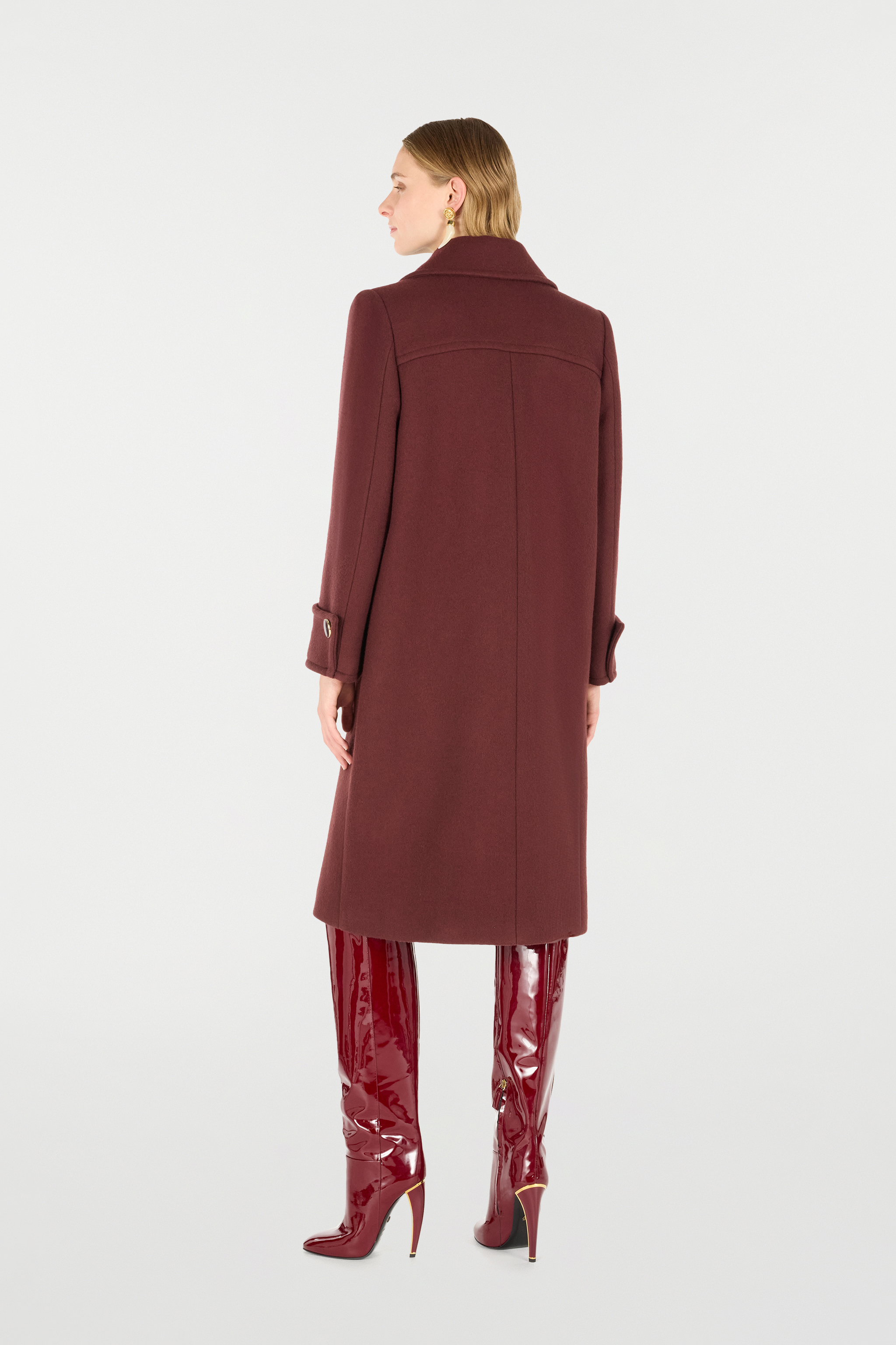 Roberto Cavalli Double-breasted Wool Coat In Purple