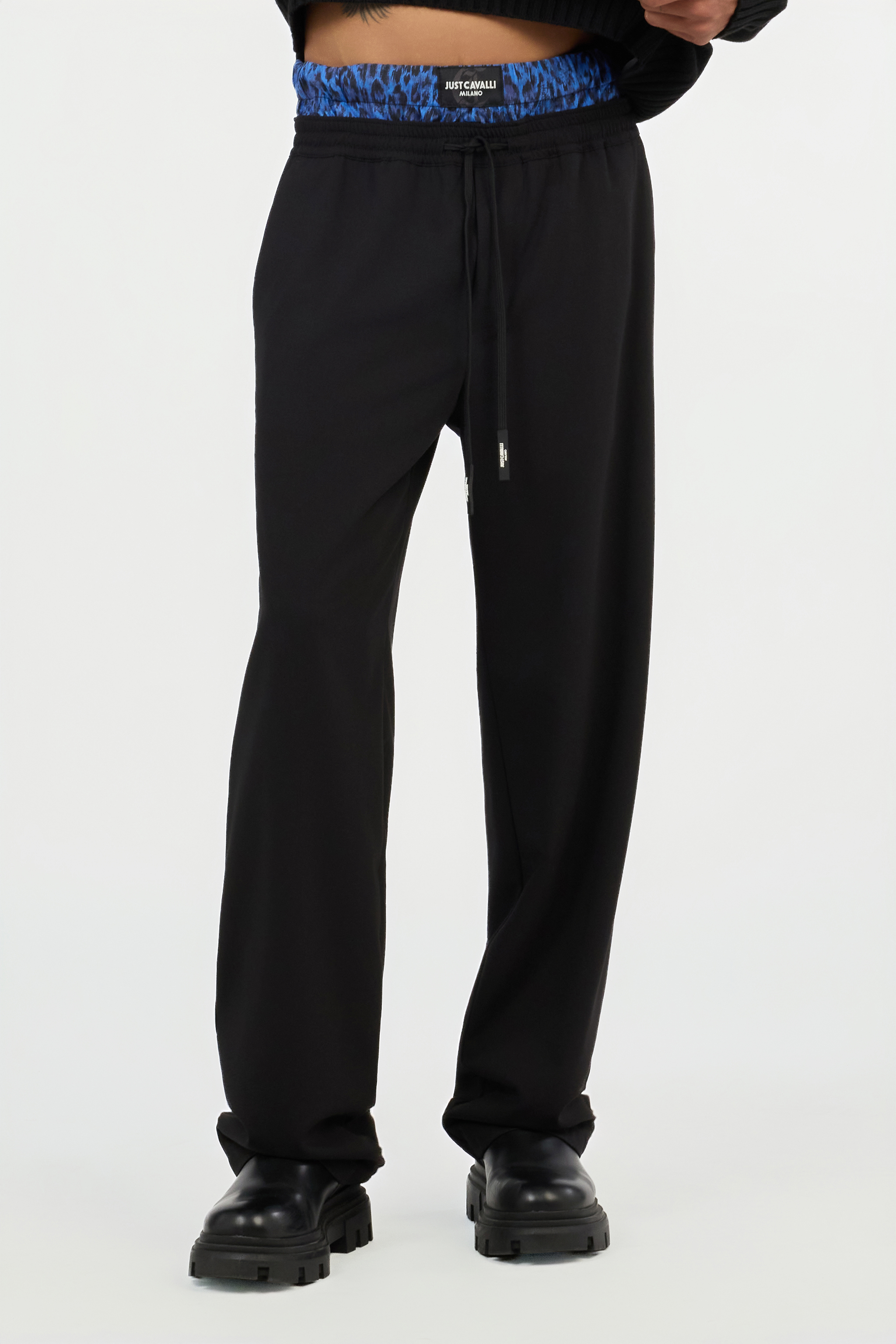 Black Trousers With Printed Waistband