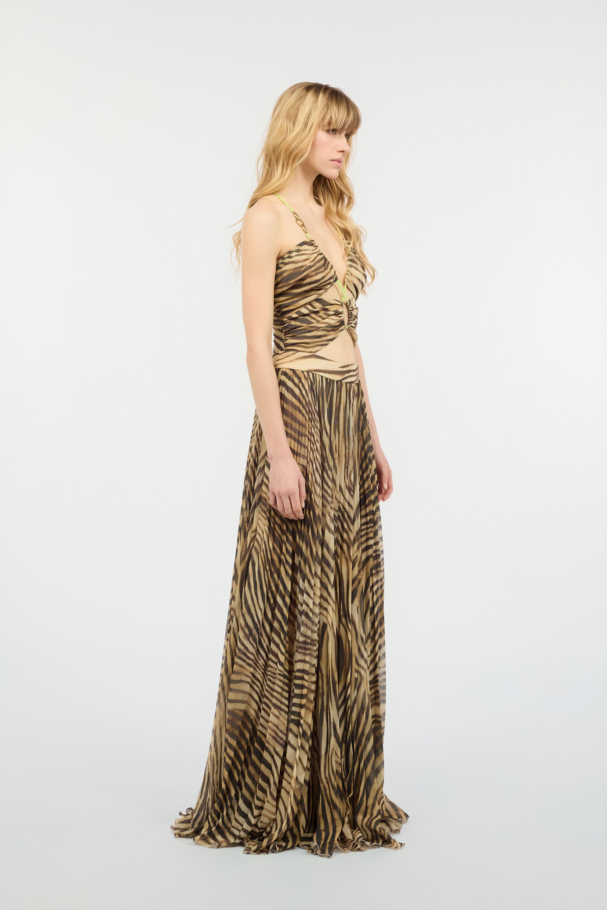 Extra-Long Dress With Tiger Skin Print
