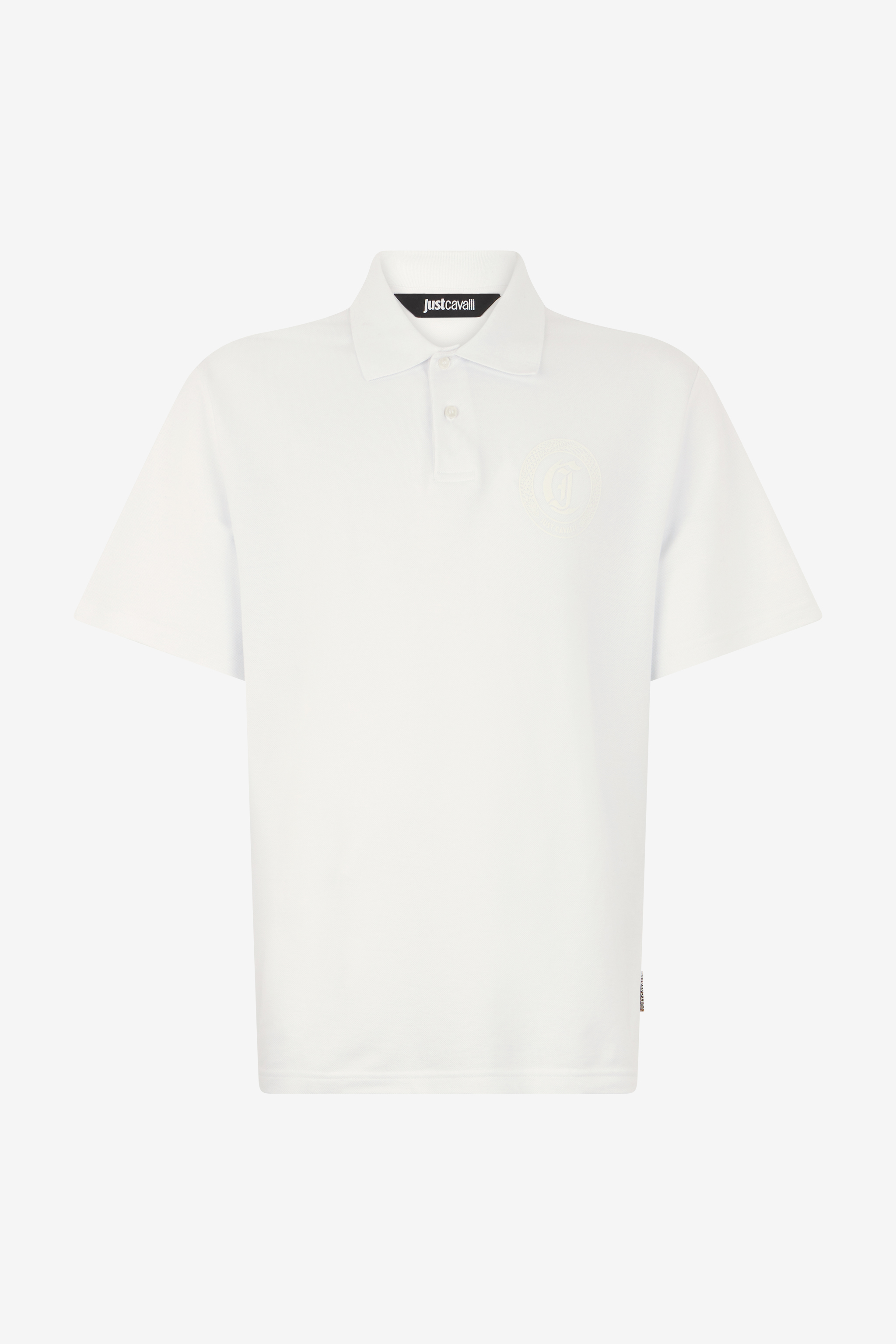 Roberto Cavalli Polo With Jc Monogram Embroidery In White