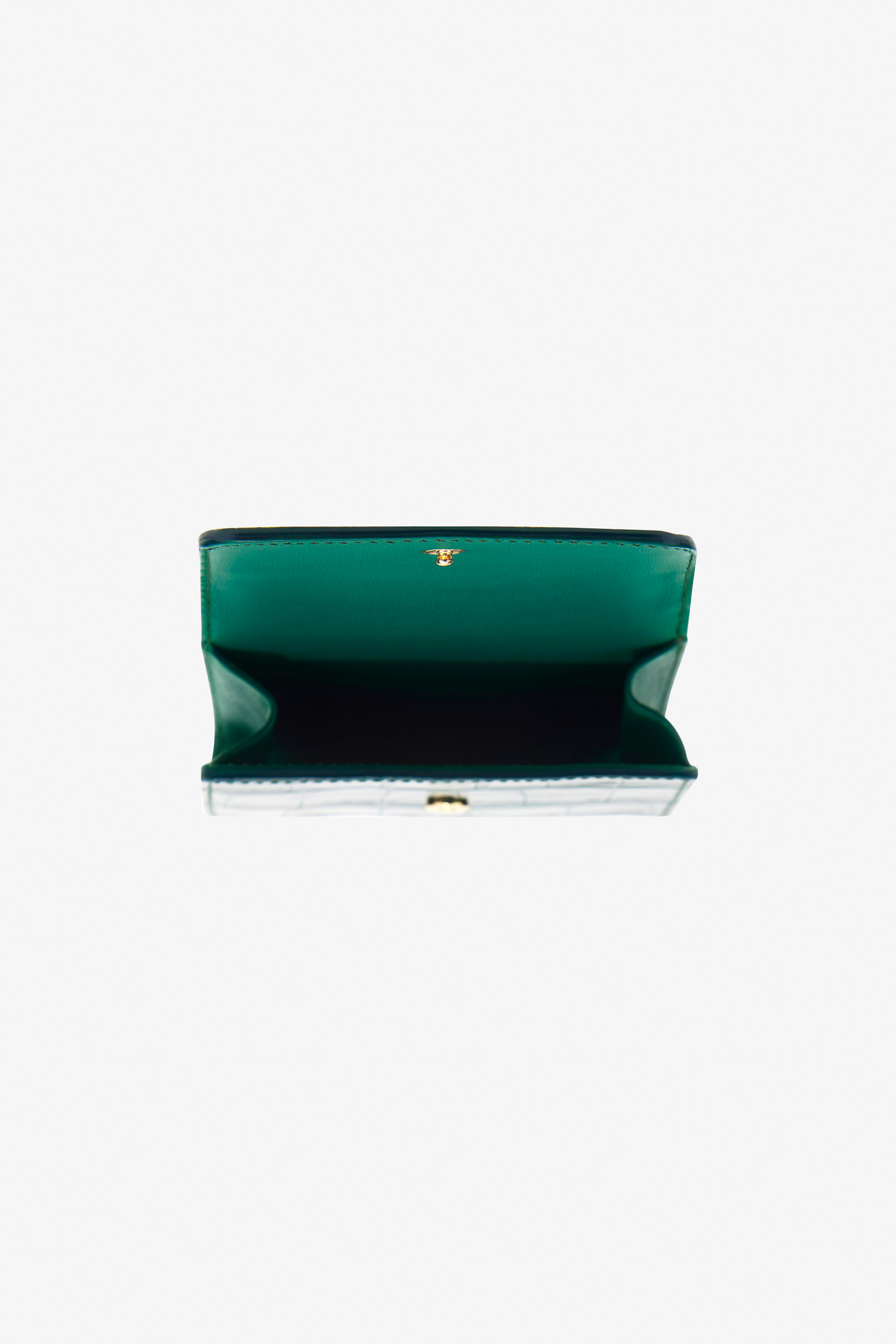 Roberto Cavalli Crocodile Print Card Case In Dark Green