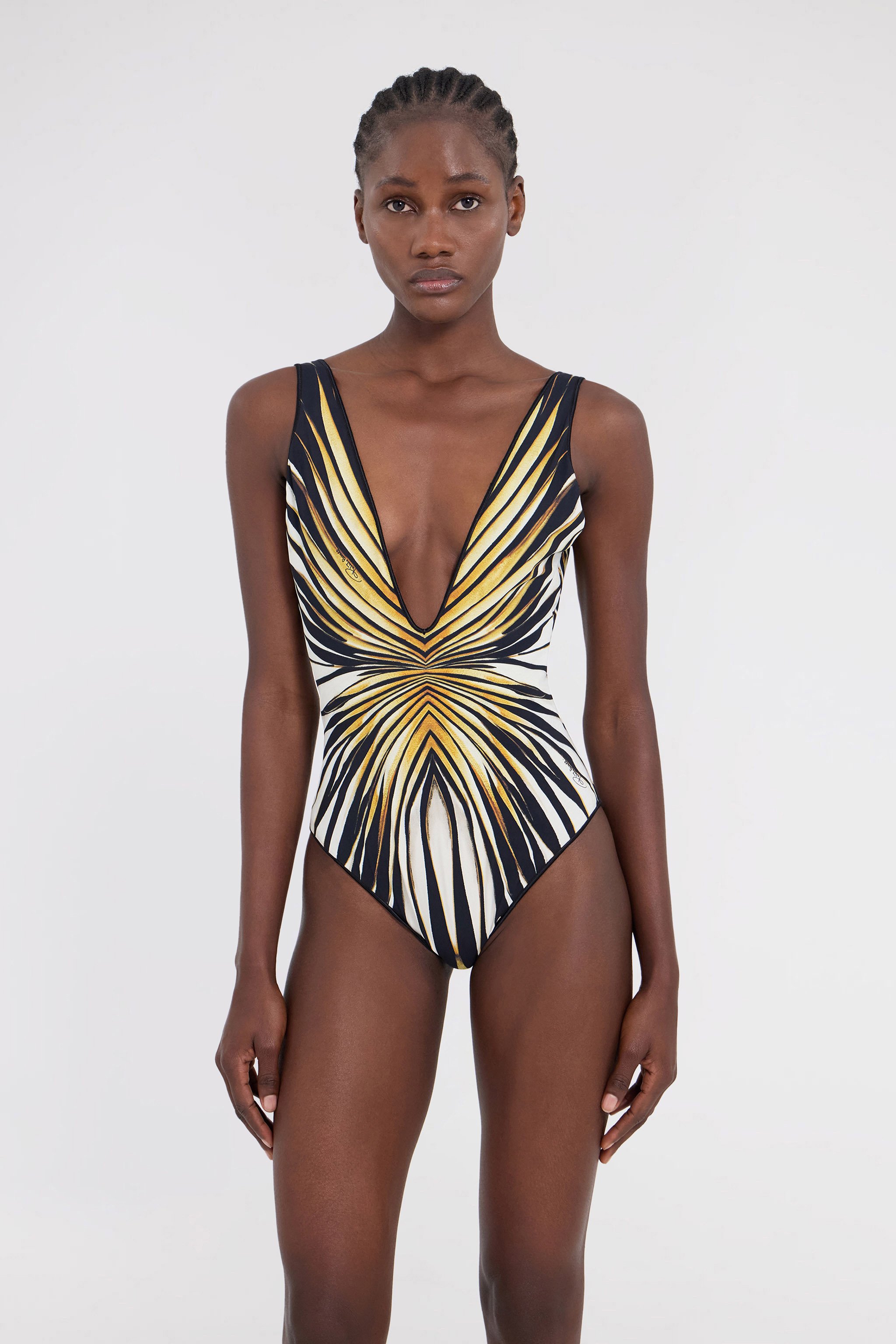 Shop Roberto Cavalli Einteiliger Badeanzug Mit Ray Of Gold Print