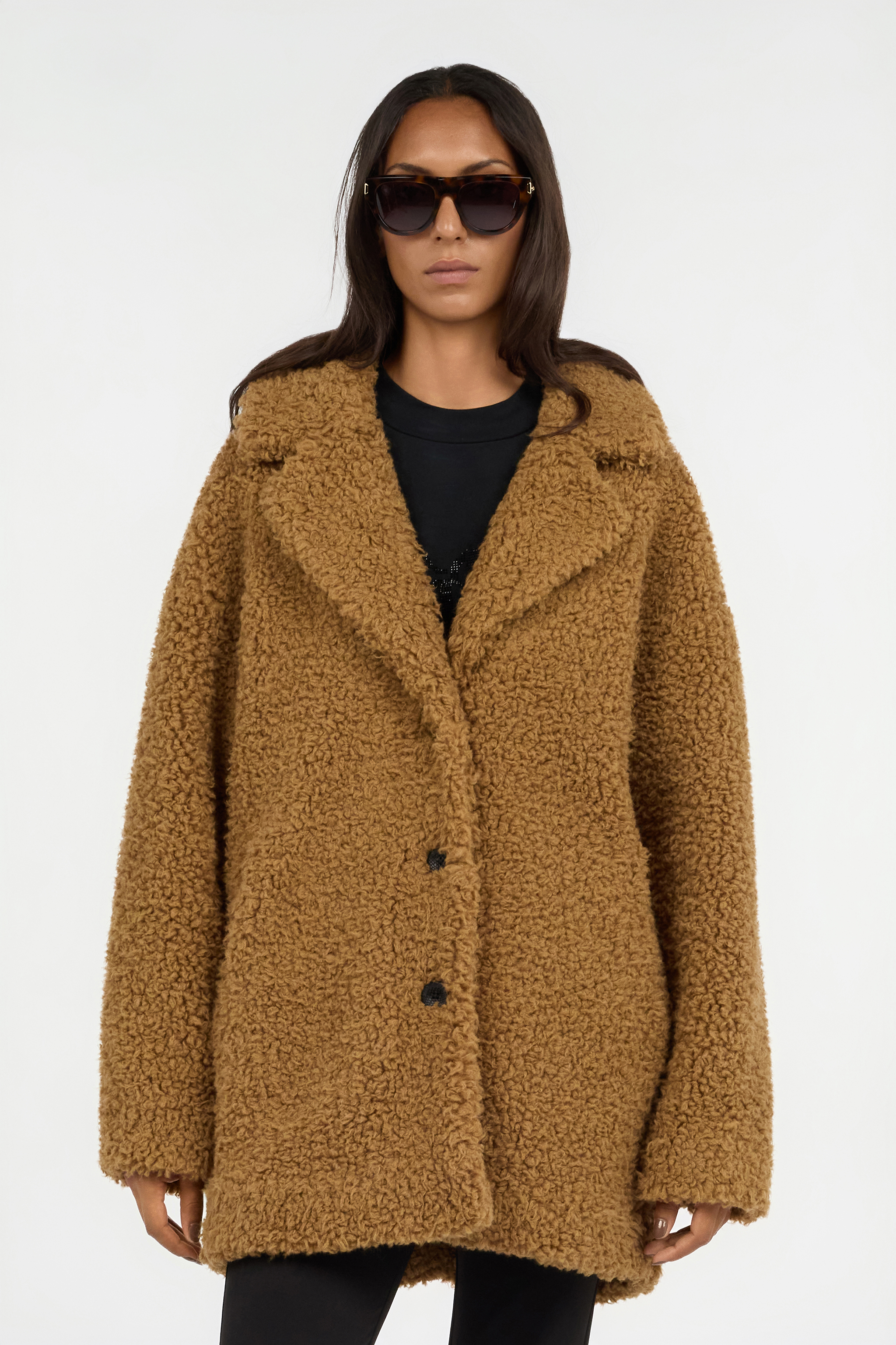 Roberto Cavalli Brown Teddy Coat With Leopard Lining In Sand