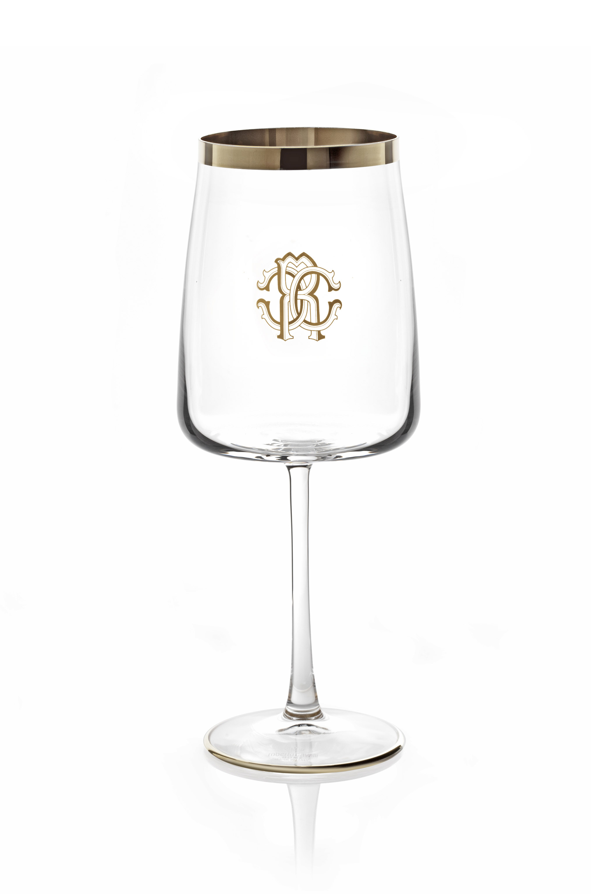 Roberto Cavalli Monogram Platind 2 Water Goblets Set In Gray