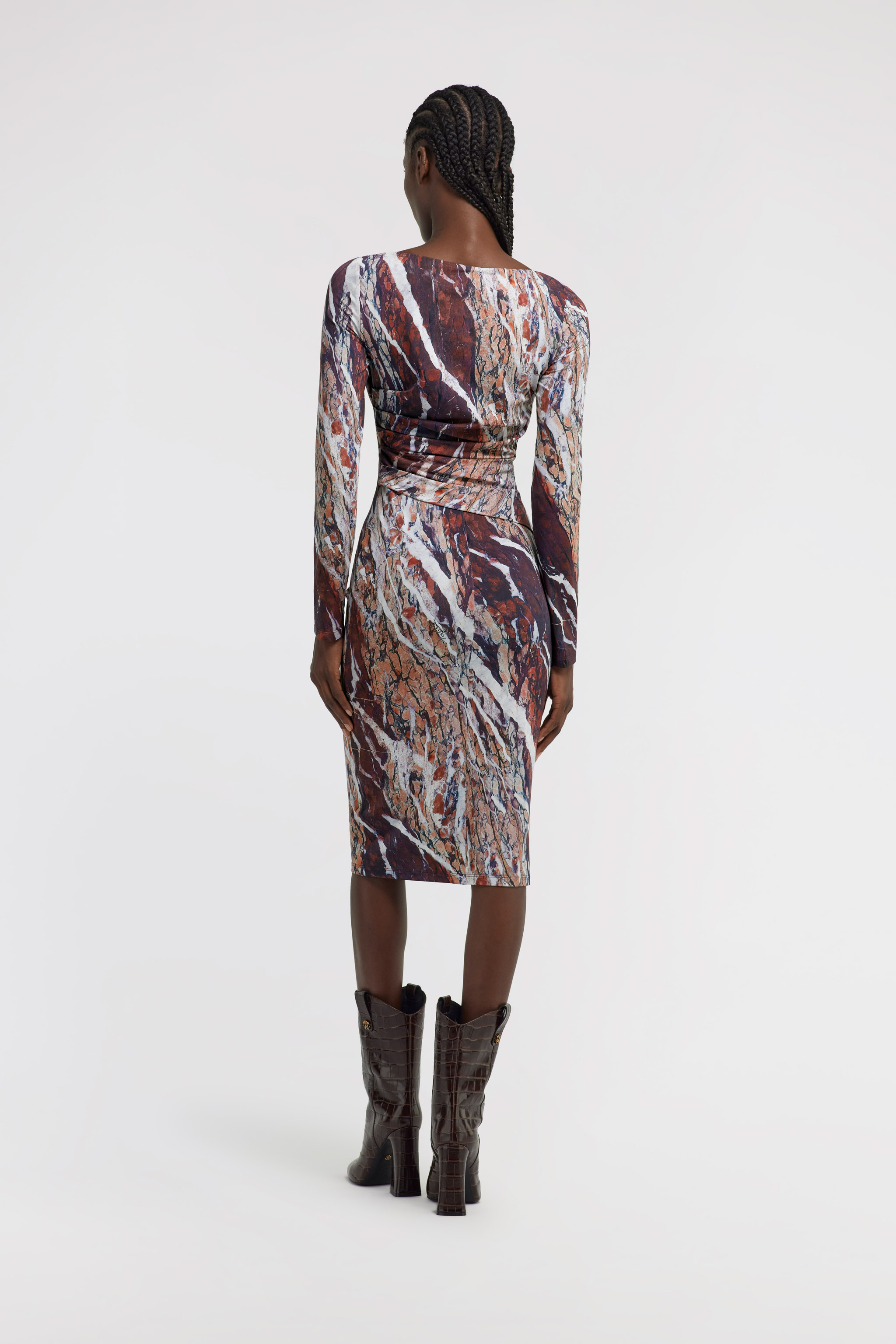 Roberto Cavalli Marble-print Midi Dress