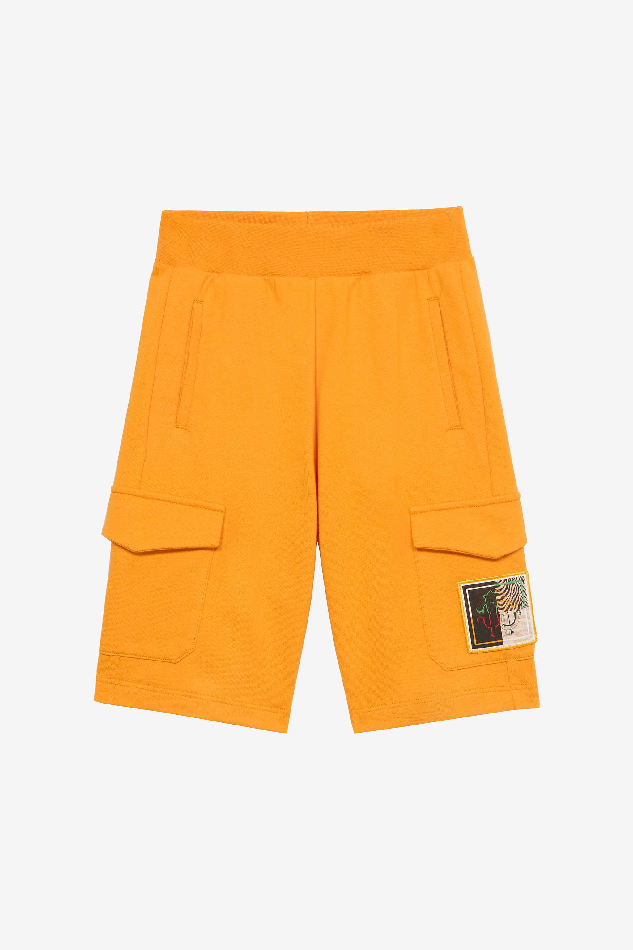 Roberto Cavalli Boys Orange Sports Shorts With Animal Patchwork Appliqué - S (4-16Y)