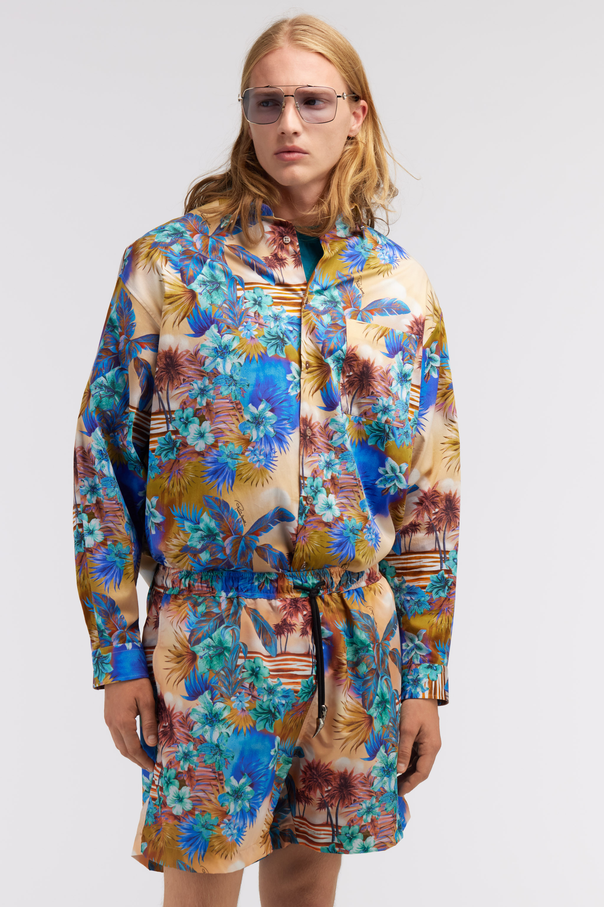 Roberto Cavalli Hawaii Print Shirt In Orange