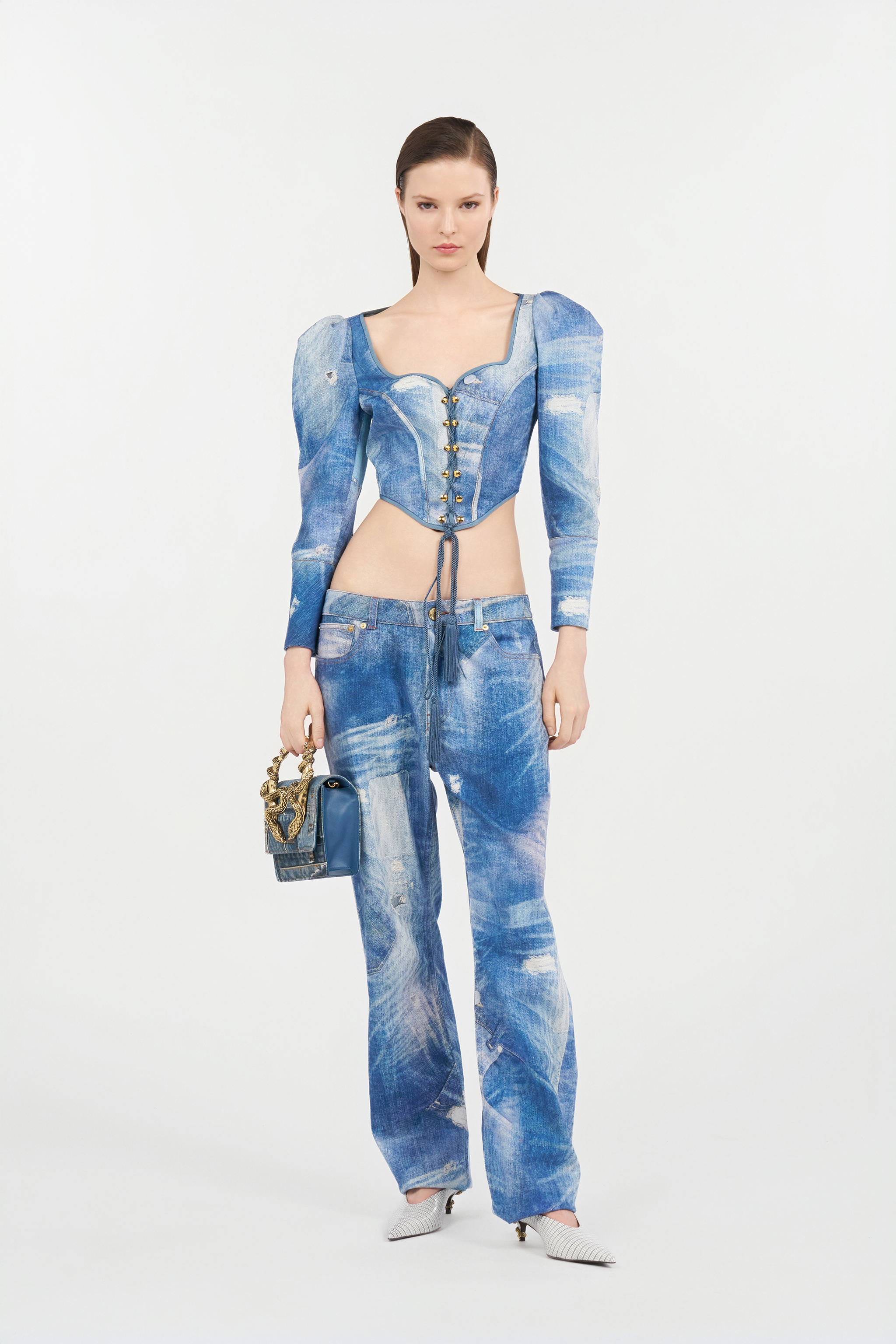 Roberto Cavalli Patchwork Denim Jeans In Blue