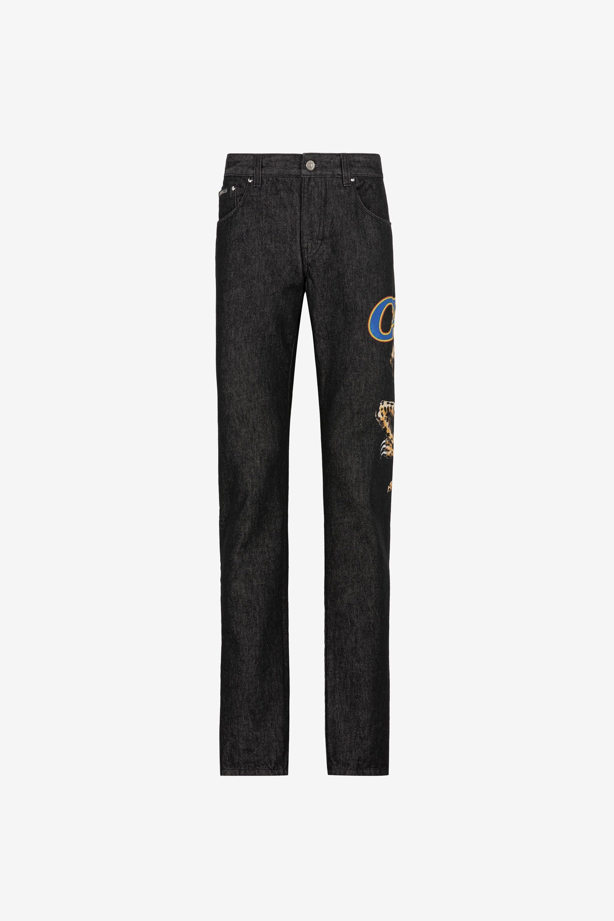 Logo-print straight-leg jeans in Black for Men | Roberto