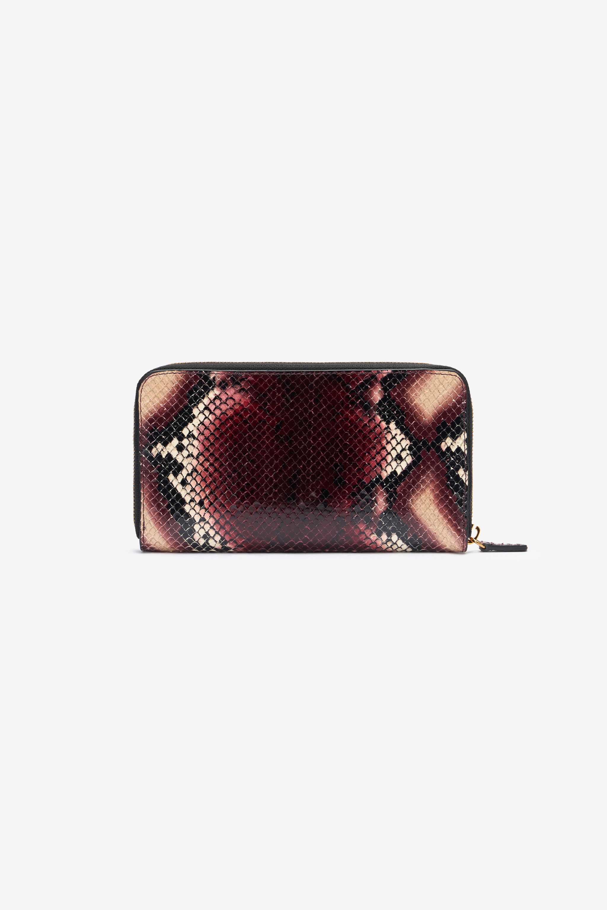 Roberto Cavalli Zip-around Wallet In Printed Leather In Purple