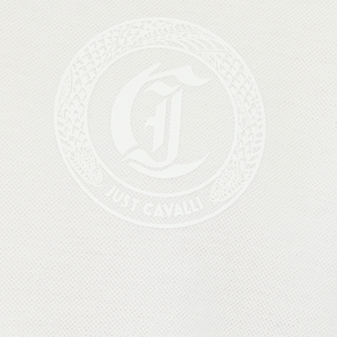Roberto Cavalli Polo With Jc Monogram Embroidery In White
