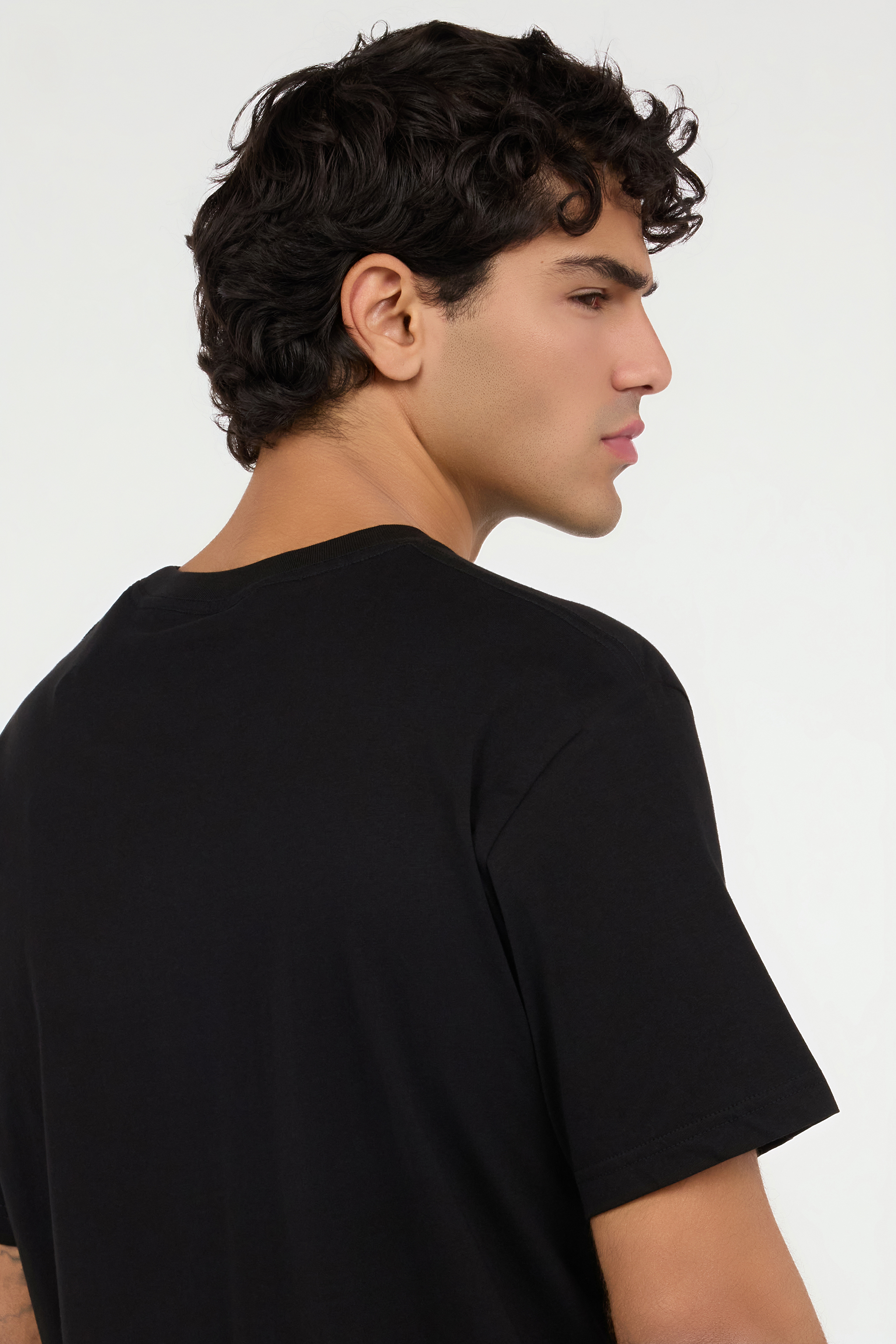 Black Cotton T-Shirt with JC Monogram