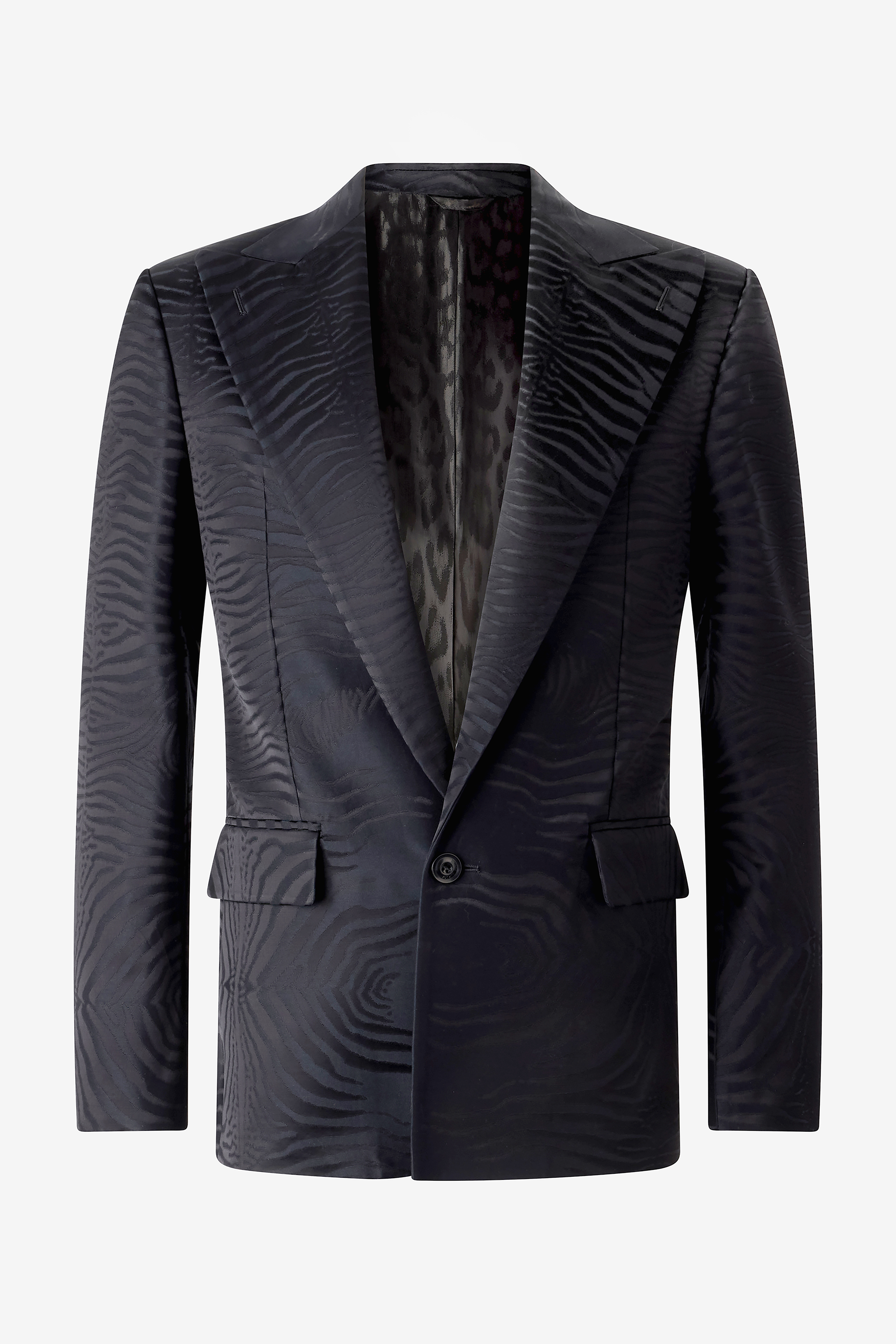 Roberto Cavalli Uomo Nero Blazer Con Motivo Tiger Skin Monocromatico - Abbigliamento