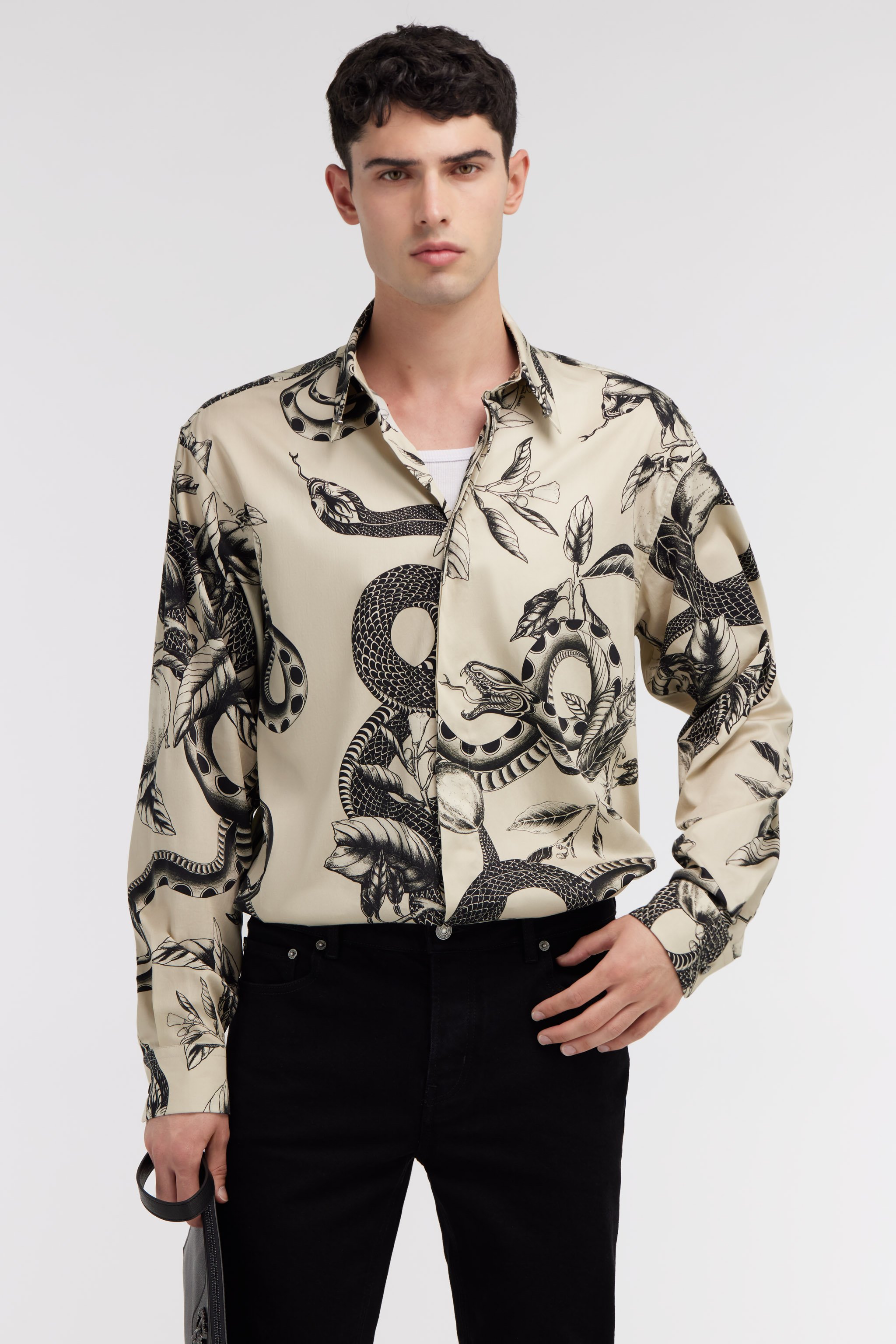 Shop Roberto Cavalli Snake Print Shirt In Ivory