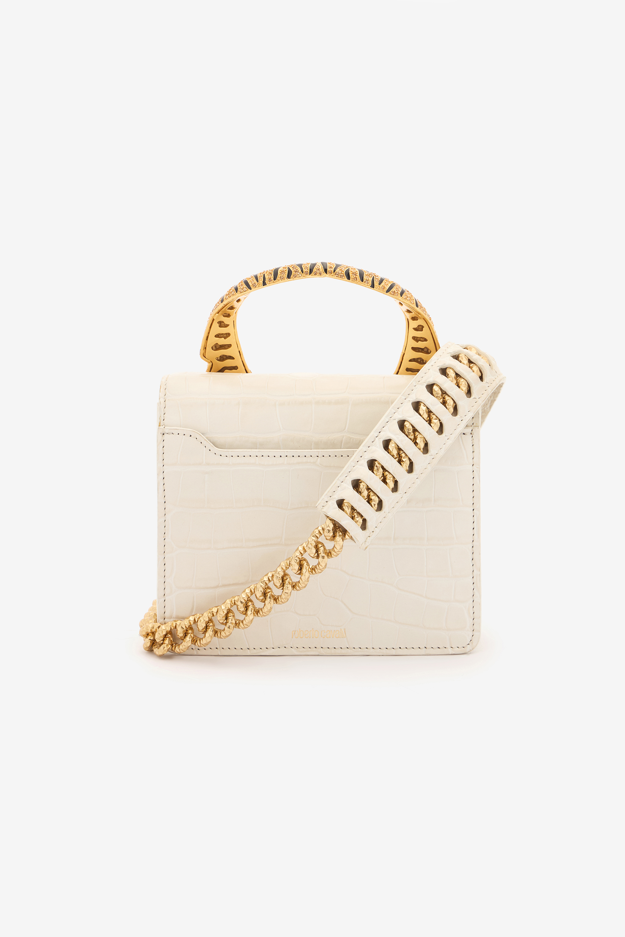 Roberto Cavalli Medium Roar Bag In Off White
