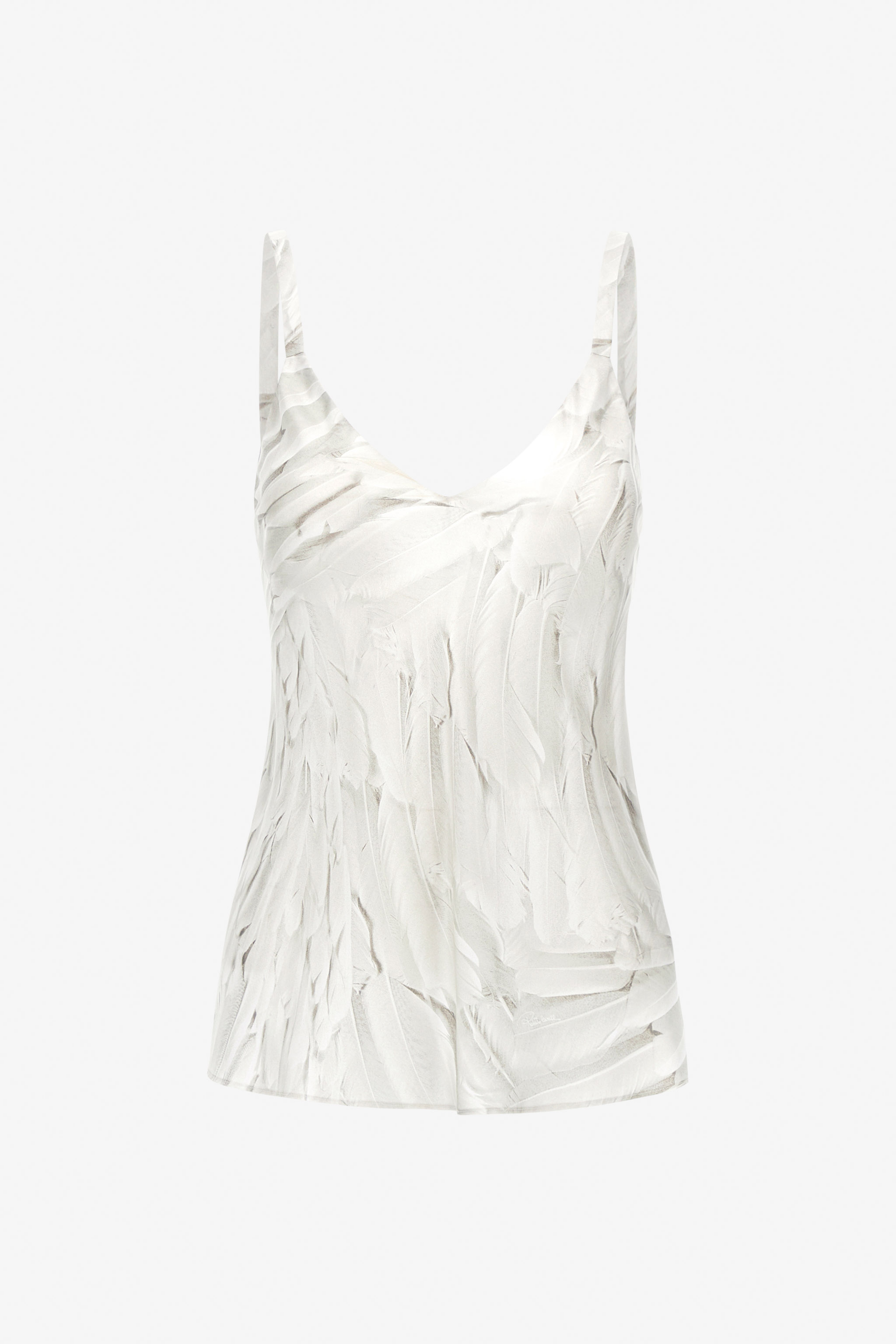 Roberto Cavalli Ice Feathers Top In White