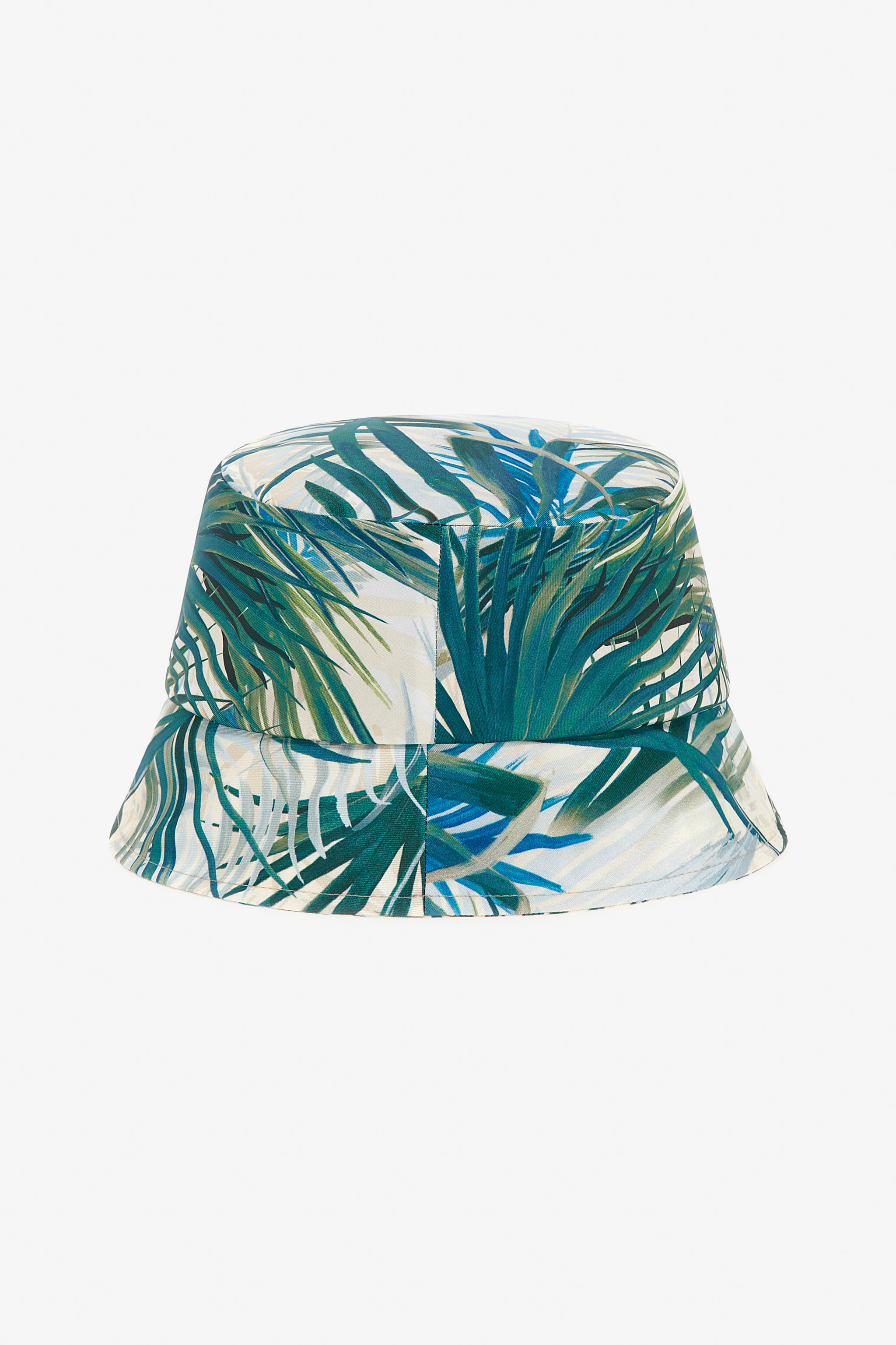 Roberto Cavalli Palm-print Embroidered-logo Bucket Hat In Green