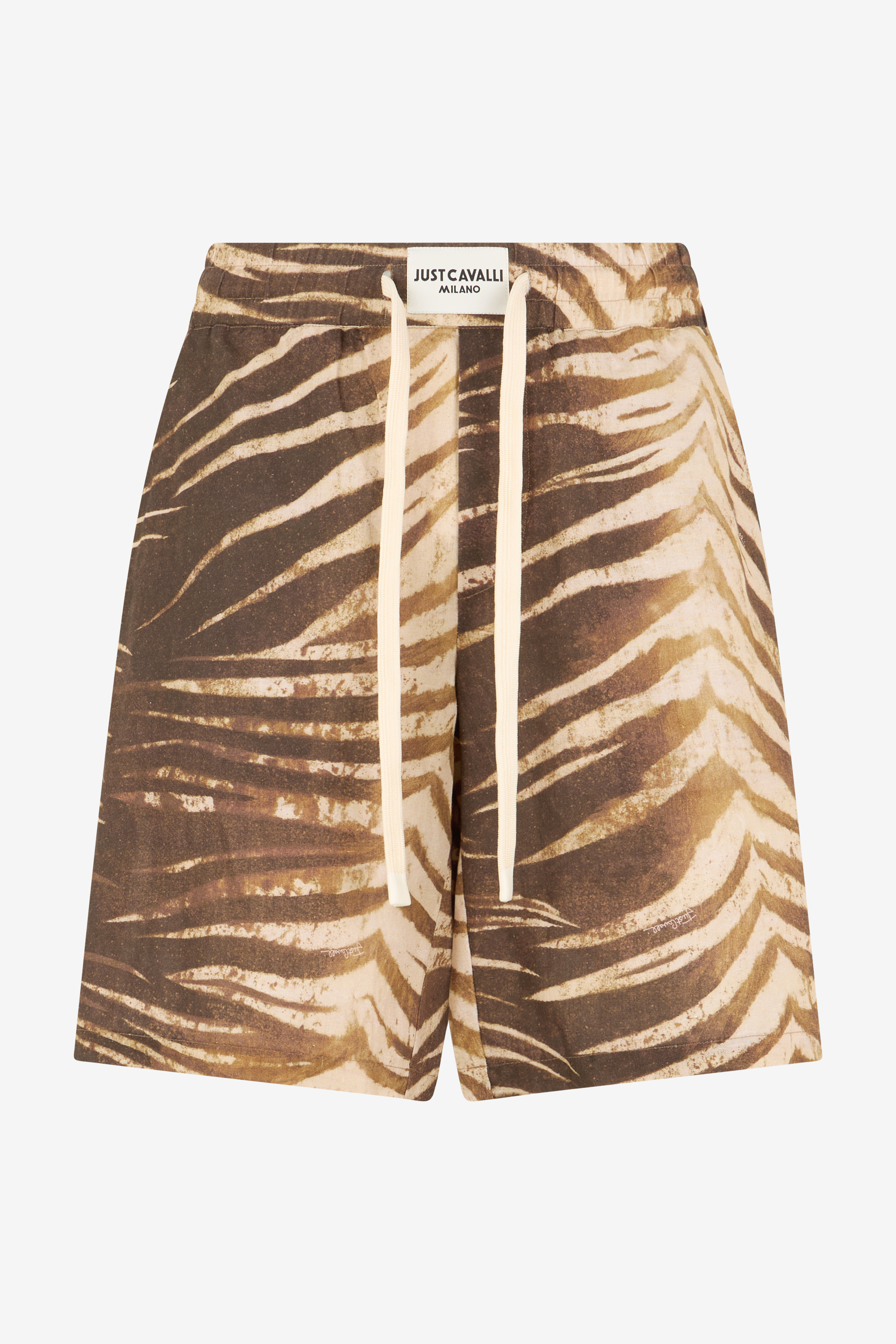 Roberto Cavalli Natural Barb Print Bermuda Shorts