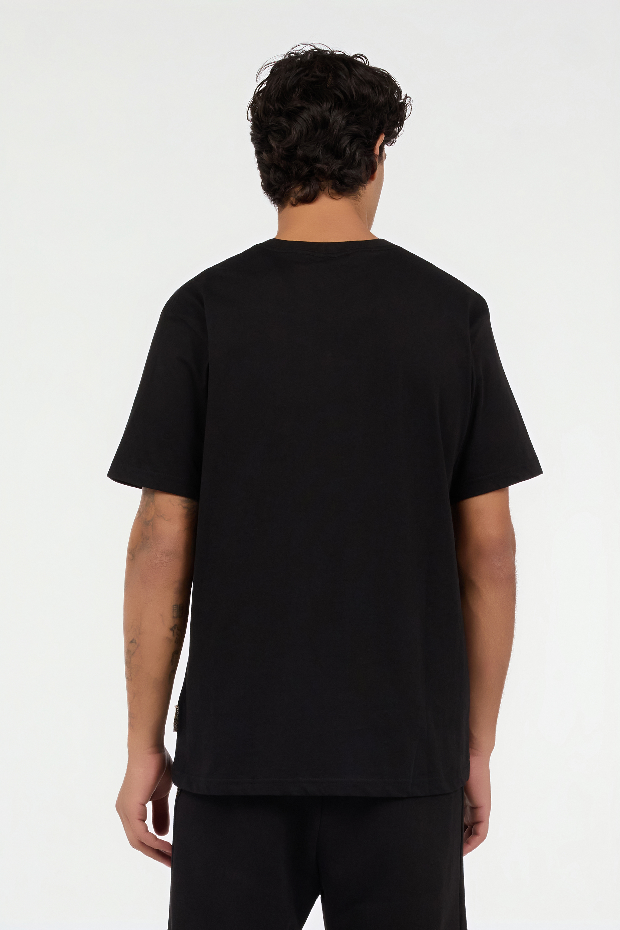 Black Cotton T-Shirt with JC Monogram