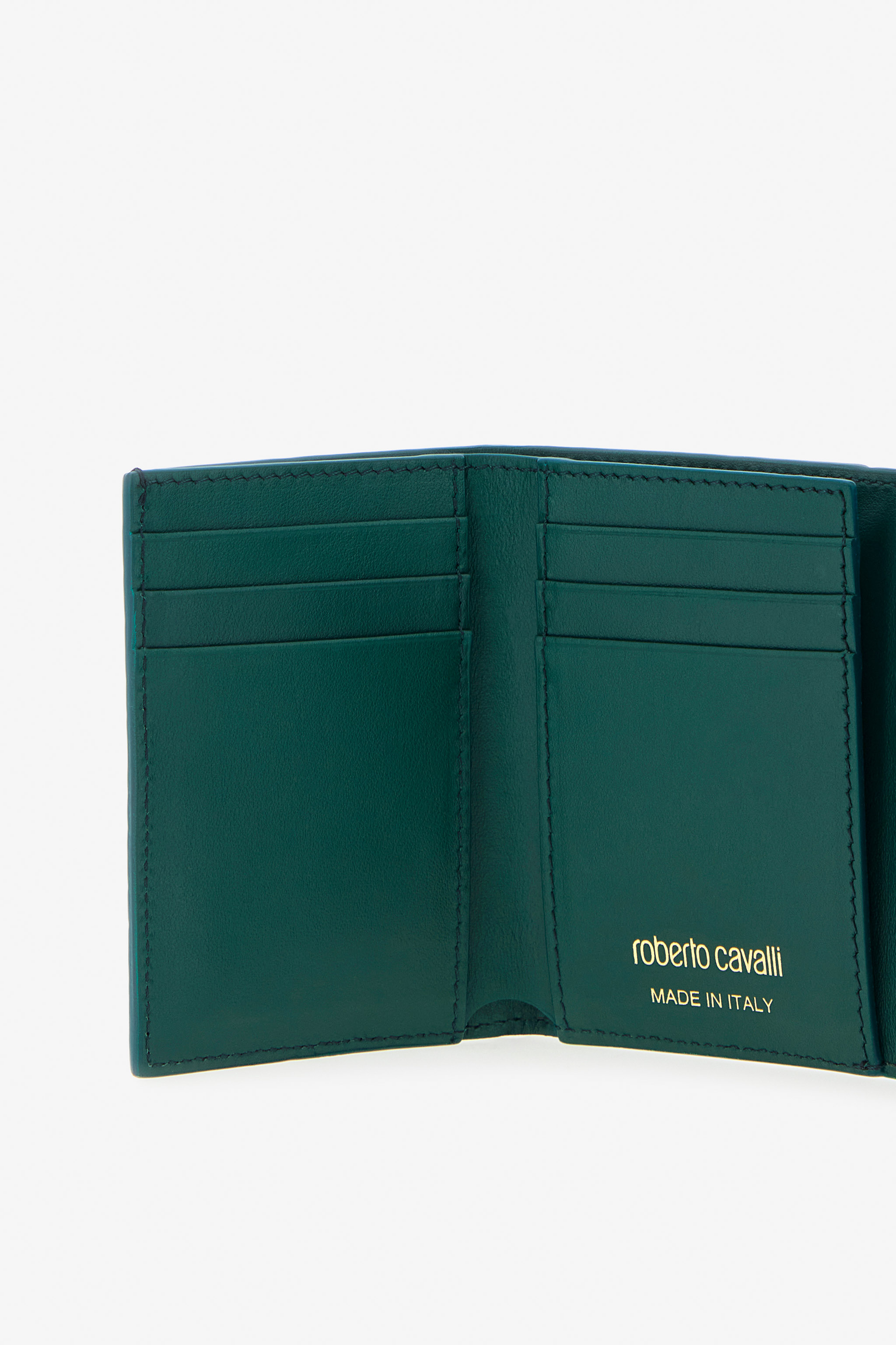 Roberto Cavalli Crocodile-print Wallet In Dark Green