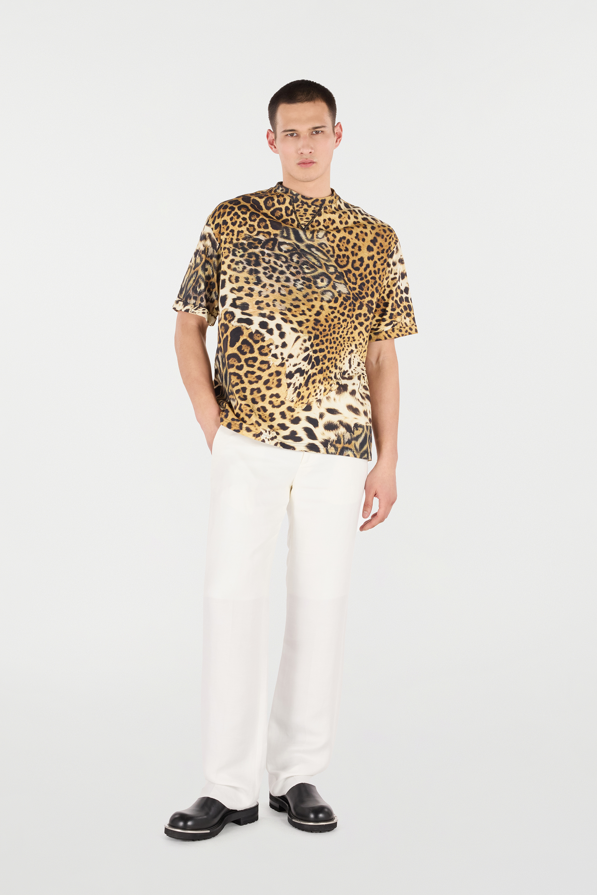 Roberto Cavalli Animal-print Cotton T-shirt In Brown