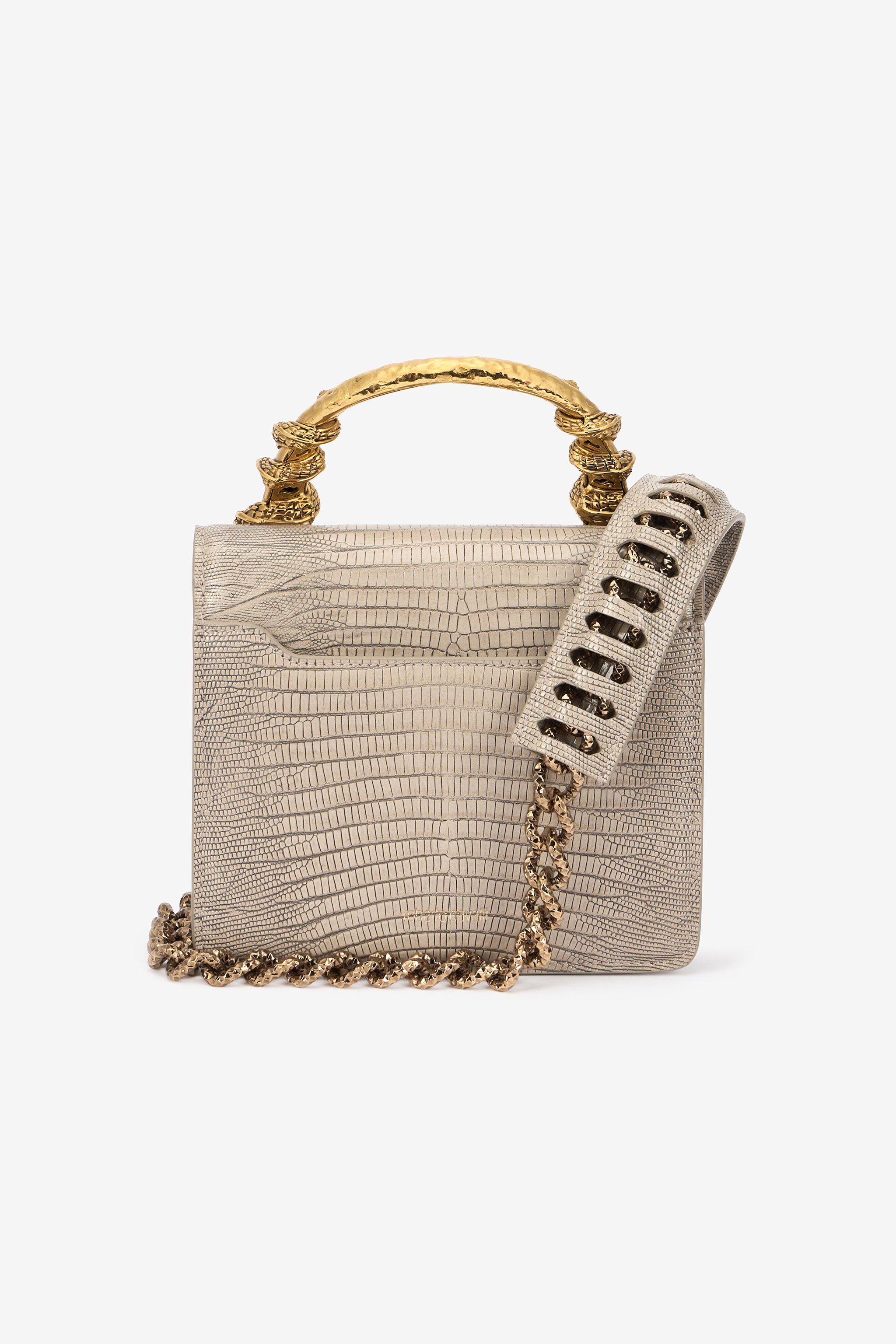 Roberto Cavalli Ivory Bag With Snakes In White